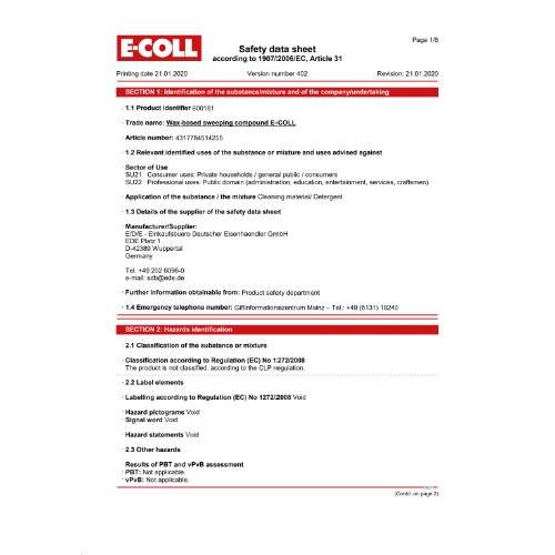 E-COLL Wachskehrspäne 25kg blau