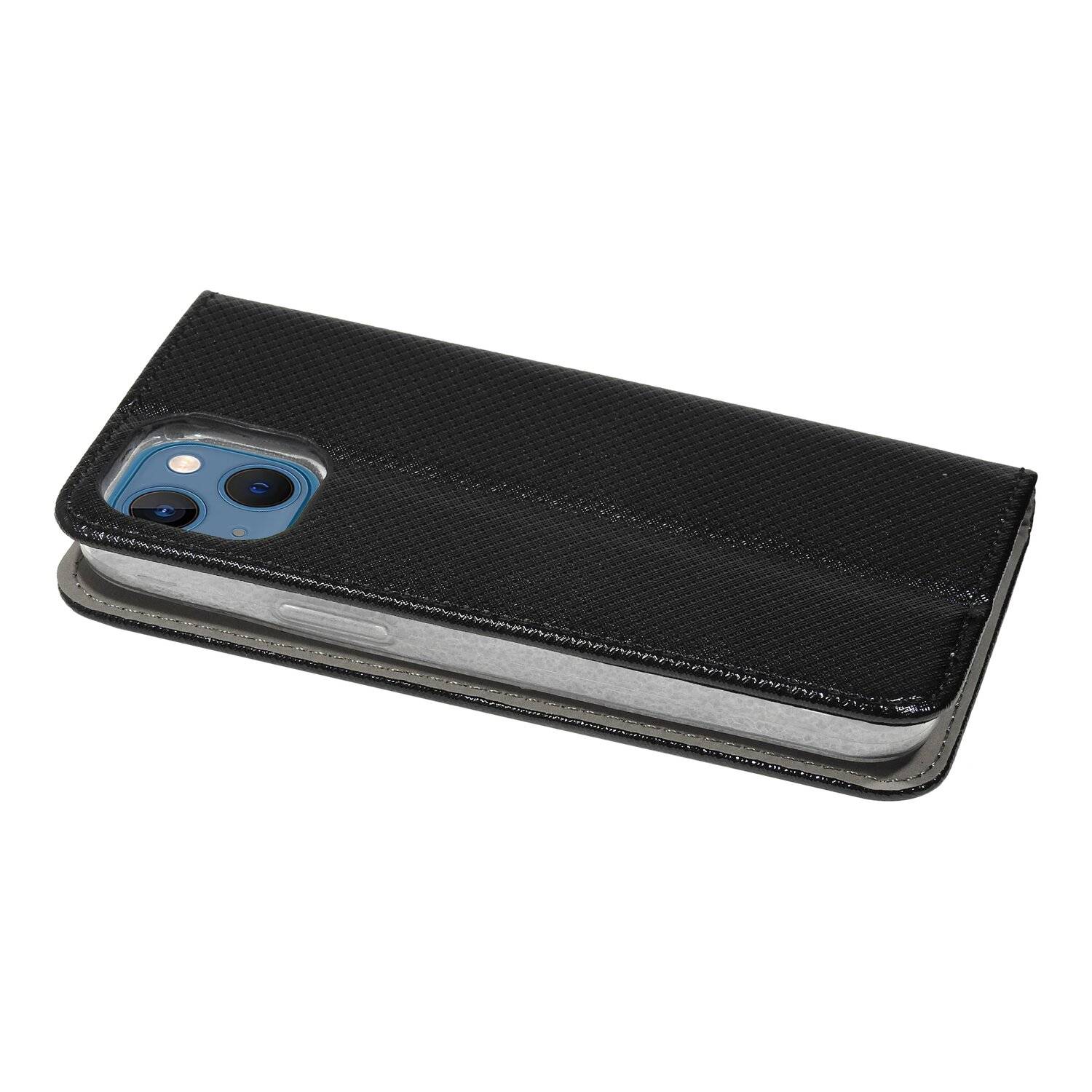 Buch Tasche "Smart" für iPhone 13 Handy Hülle Etui Brieftasche Schutzhülle mit Standfunktion, Kartenfach Schwarz