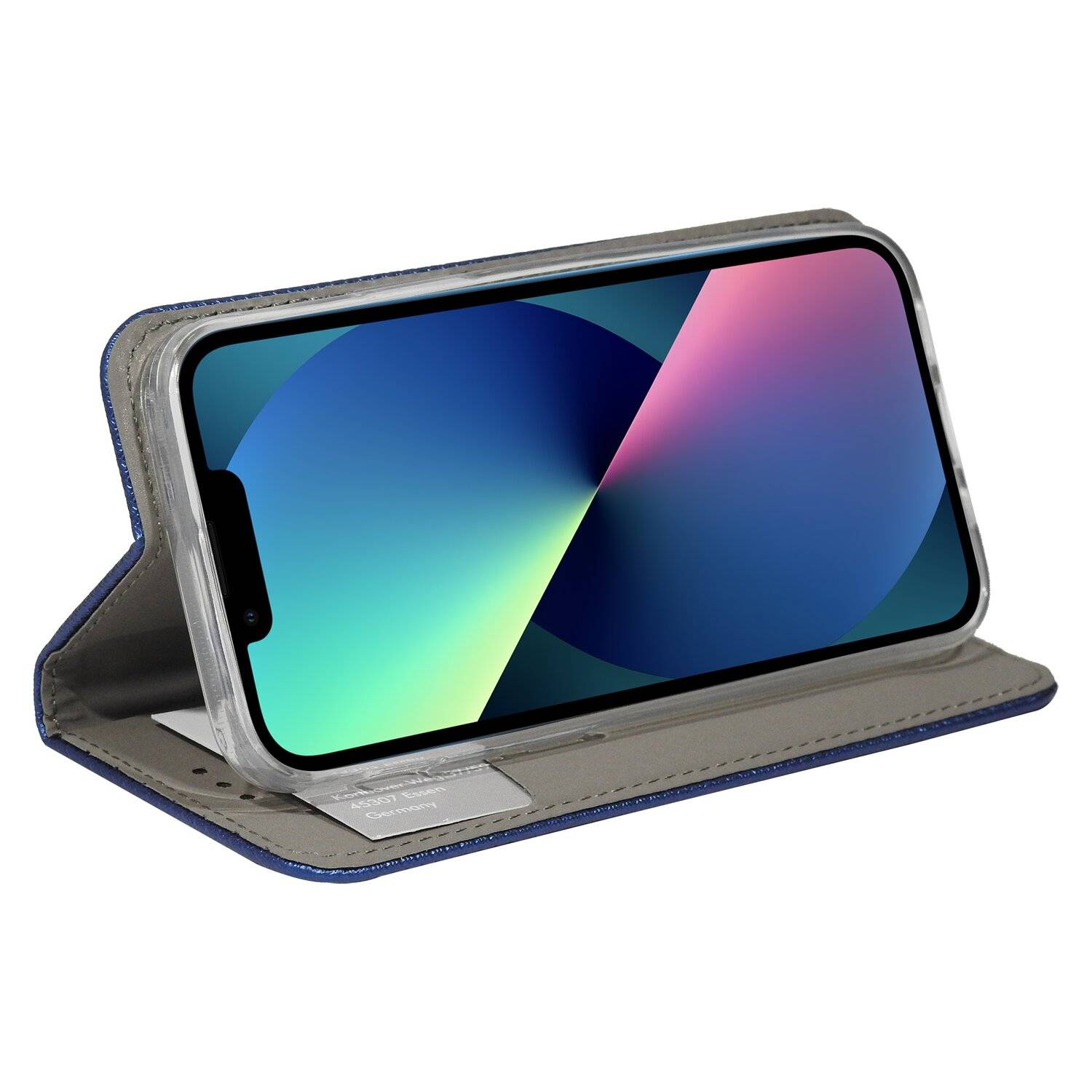 Buch Tasche "Smart" für iPhone 13 Handy Hülle Etui Brieftasche Schutzhülle mit Standfunktion, Kartenfach Blau