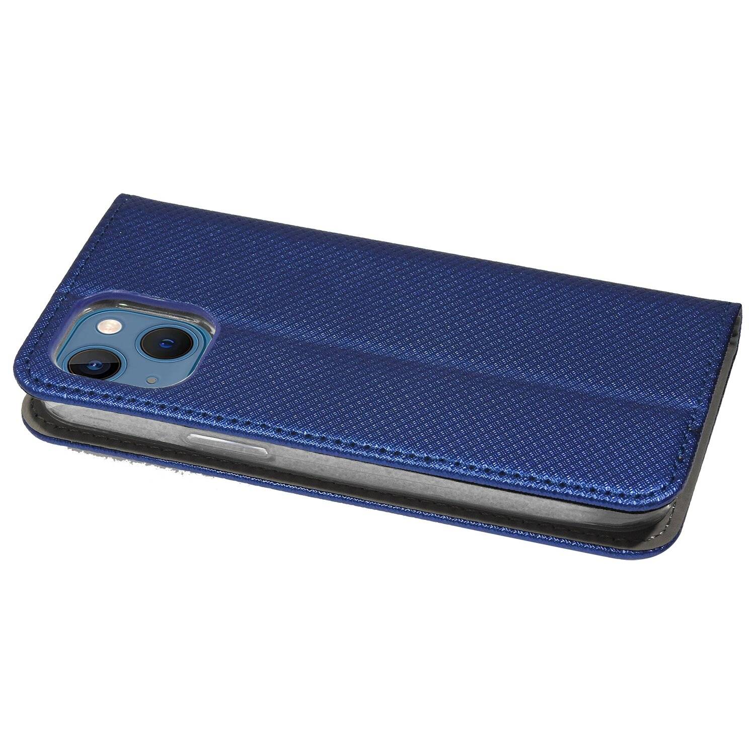 Buch Tasche "Smart" für iPhone 13 Handy Hülle Etui Brieftasche Schutzhülle mit Standfunktion, Kartenfach Blau