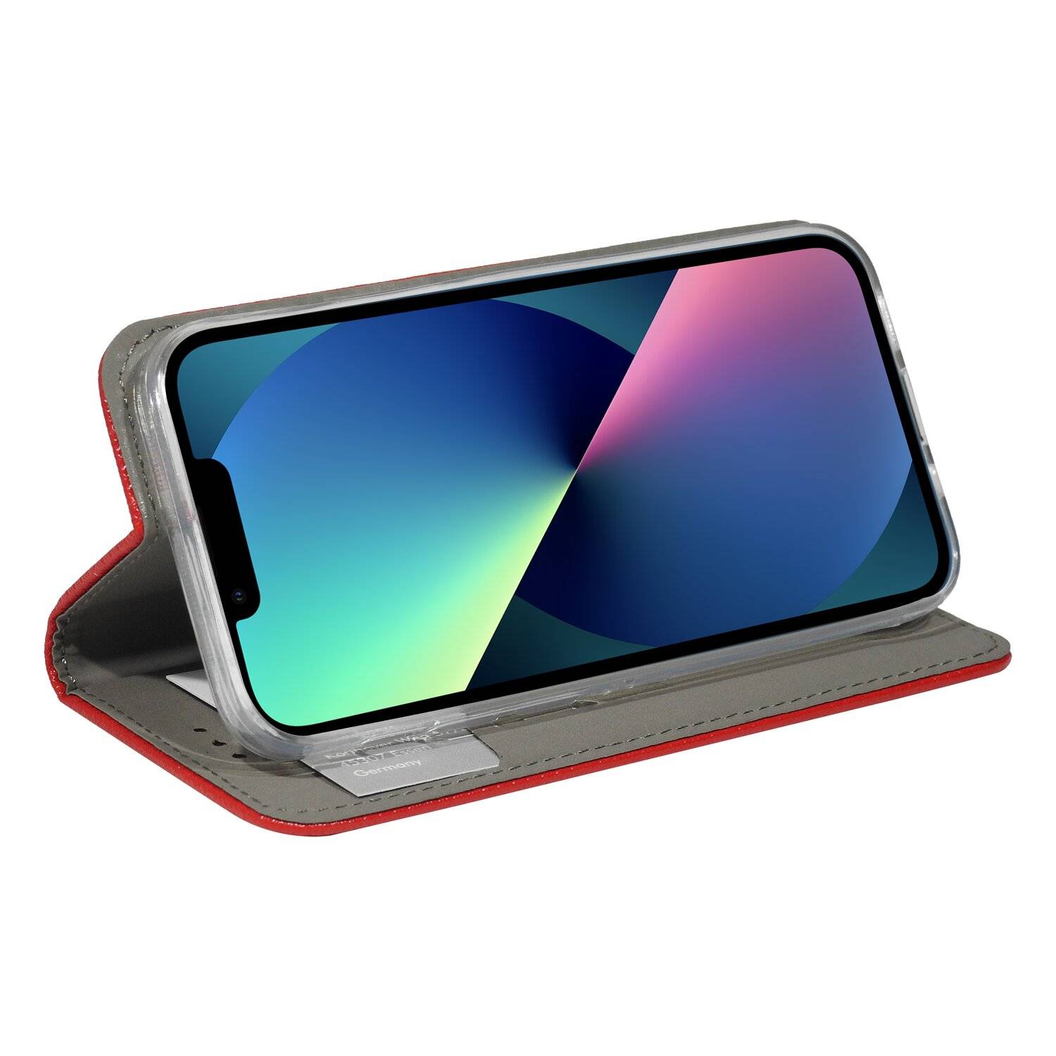 Buch Tasche "Smart" für iPhone 13 Handy Hülle Etui Brieftasche Schutzhülle mit Standfunktion, Kartenfach Rot