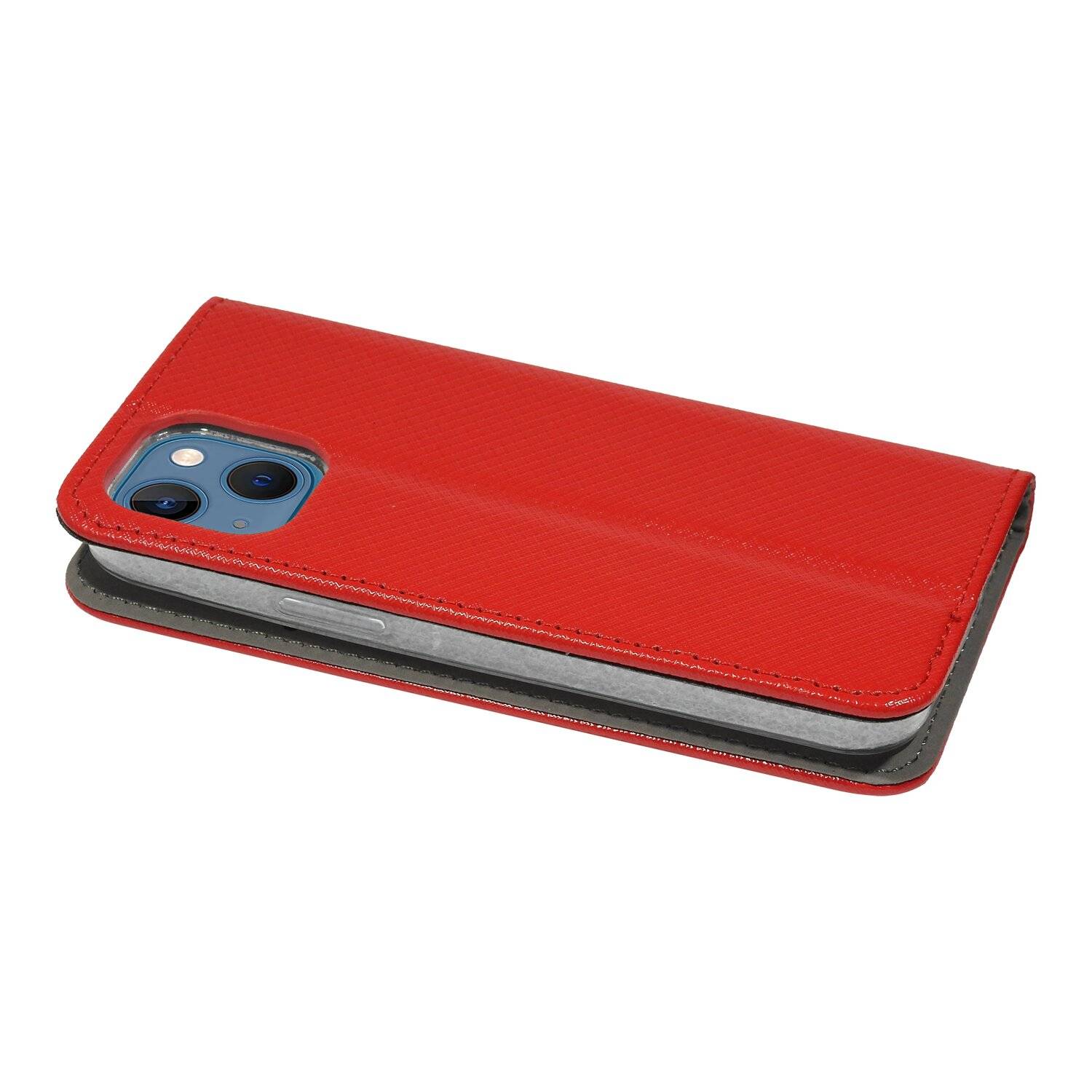 Buch Tasche "Smart" für iPhone 13 Handy Hülle Etui Brieftasche Schutzhülle mit Standfunktion, Kartenfach Rot