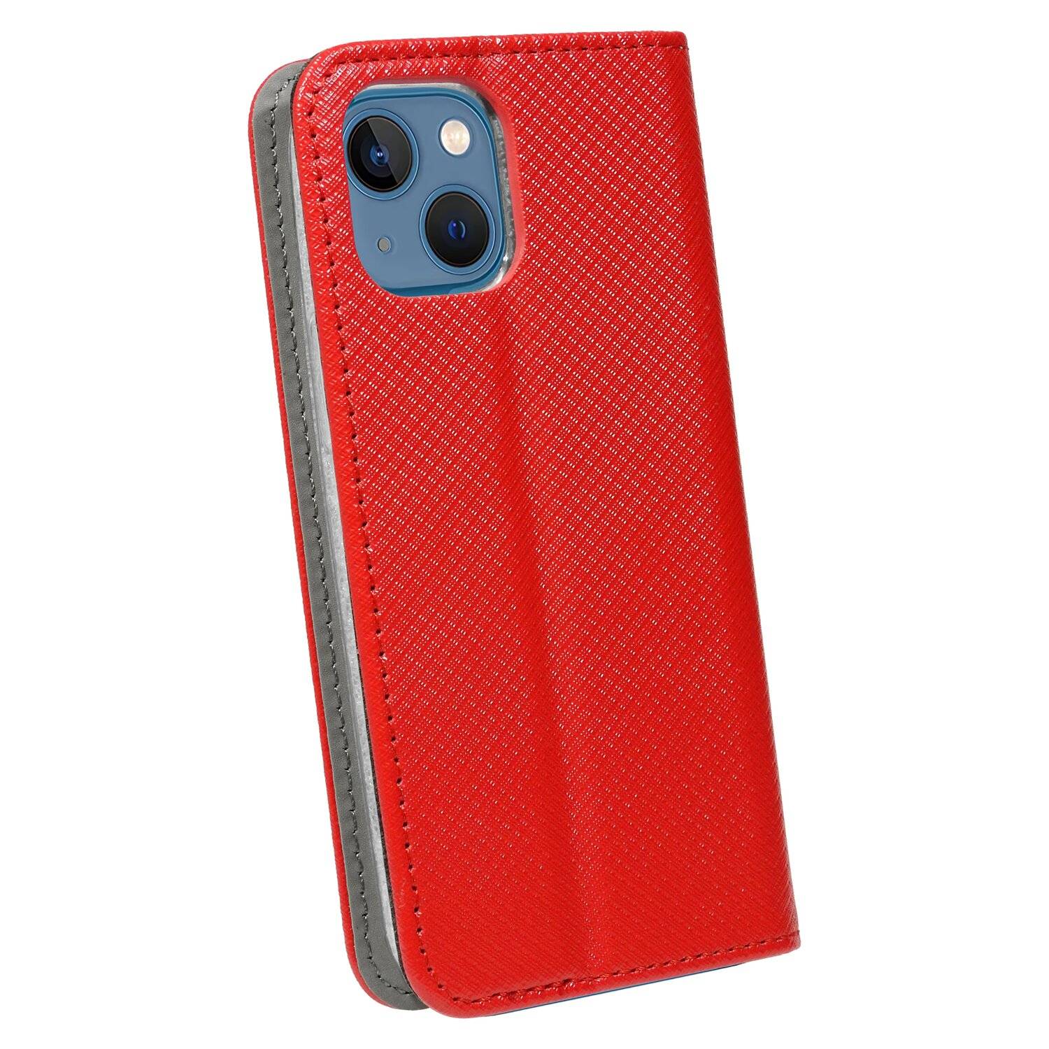 Buch Tasche "Smart" für iPhone 13 Handy Hülle Etui Brieftasche Schutzhülle mit Standfunktion, Kartenfach Rot