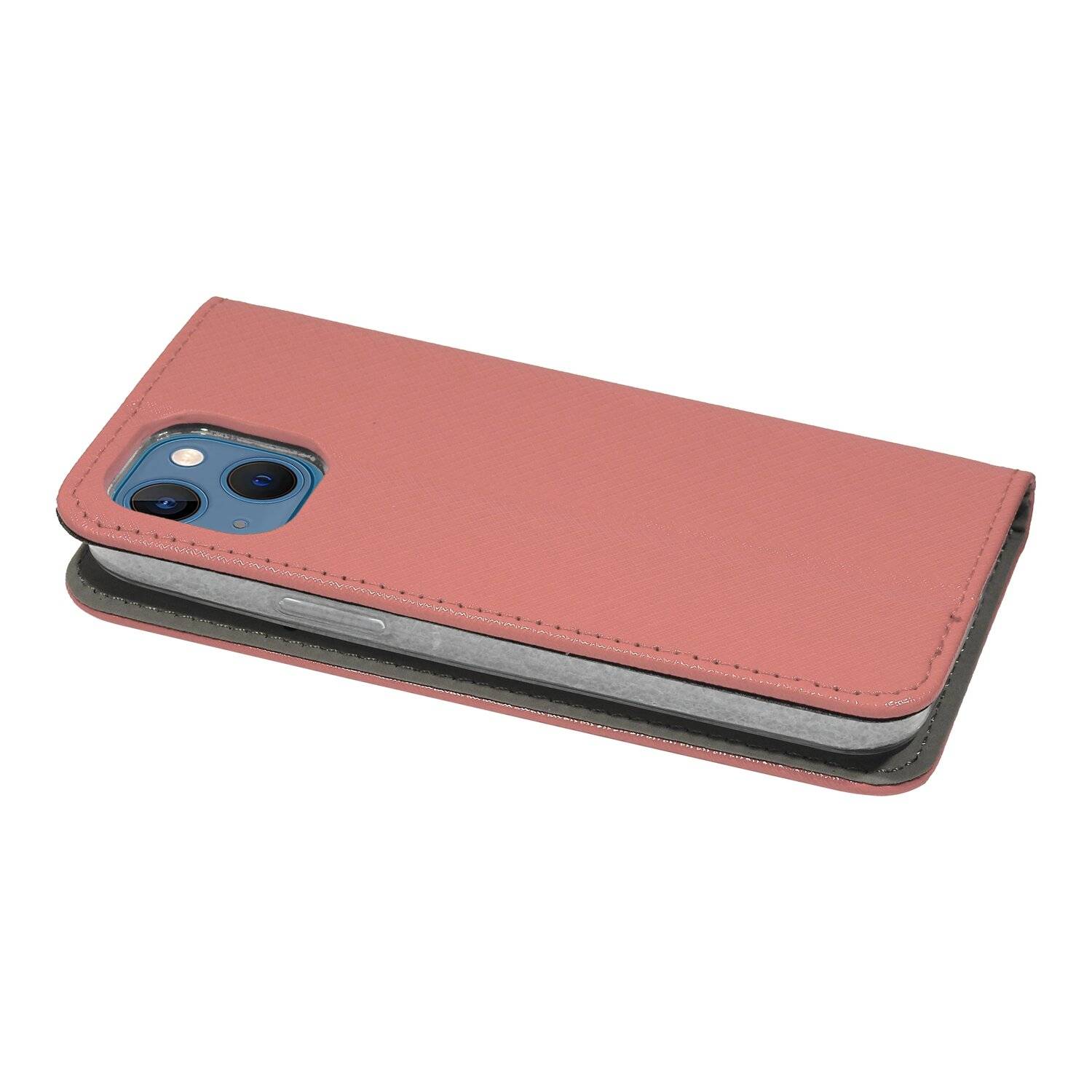 Buch Tasche "Smart" für iPhone 13 Mini Handy Hülle Etui Brieftasche Schutzhülle mit Standfunktion, Kartenfach Rosa