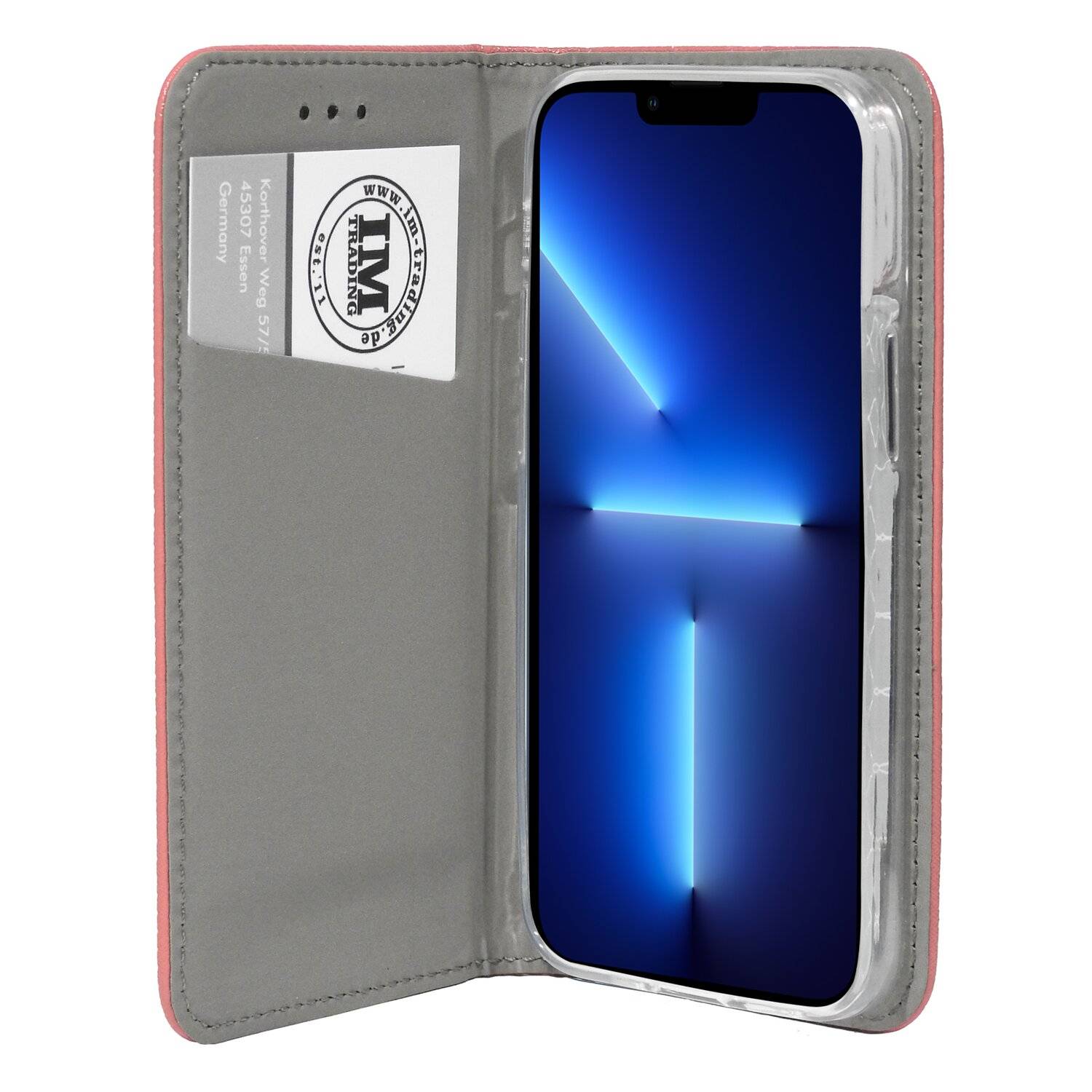 Buch Tasche "Smart" für iPhone 13 Pro Handy Hülle Etui Brieftasche Schutzhülle mit Standfunktion, Kartenfach Rosa