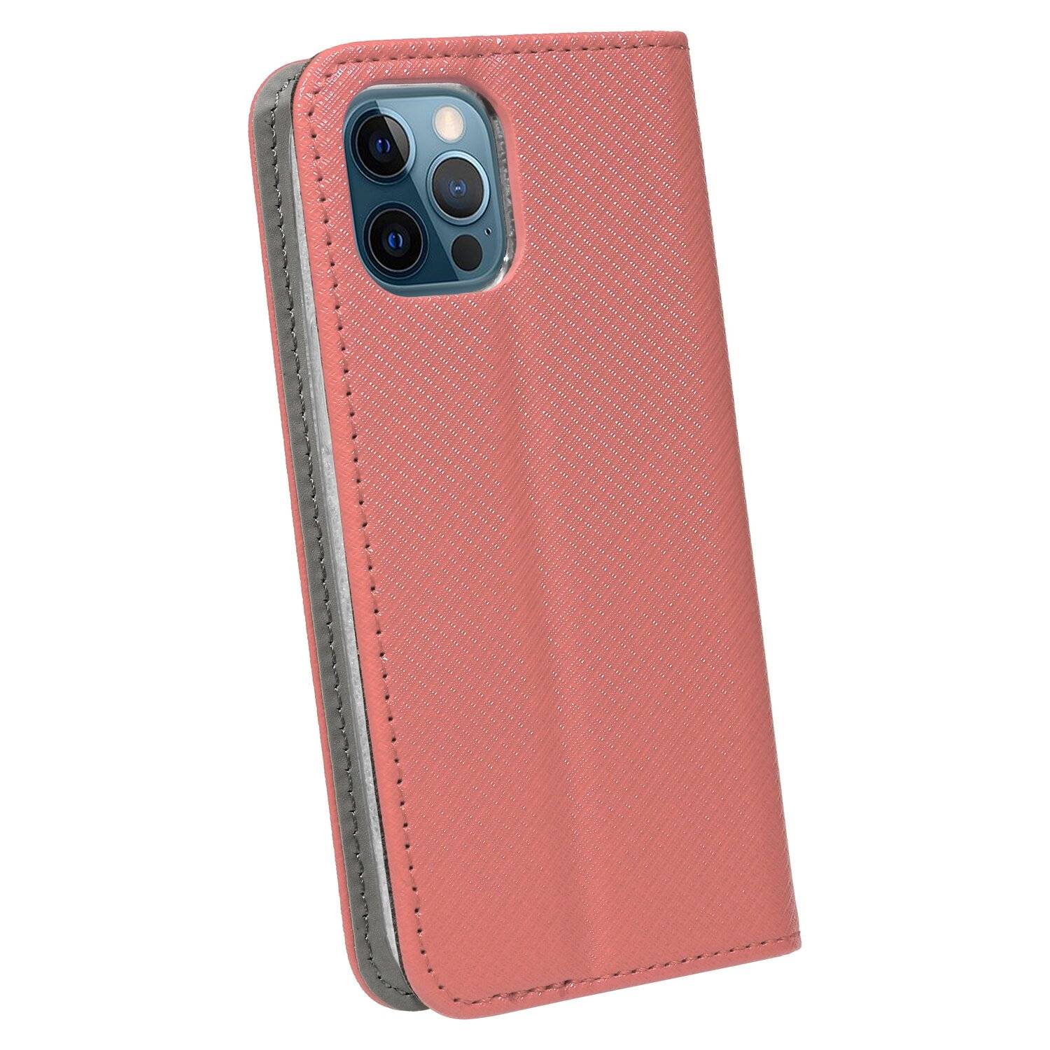 Buch Tasche "Smart" für iPhone 13 Pro Handy Hülle Etui Brieftasche Schutzhülle mit Standfunktion, Kartenfach Rosa