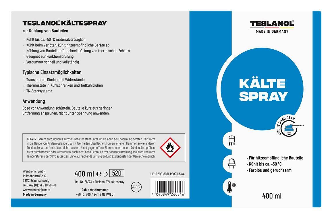 teslanol T71 Kältespray - Inhalt: 400 ml