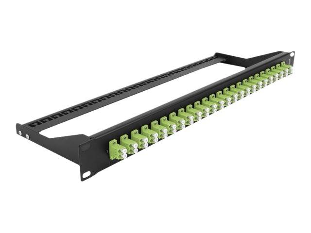 Delock - Patch Panel - Rack montierbar - LC Duplex MM X 24 - Schwarz, hellgrün - 1U - 48.3 cm (19")