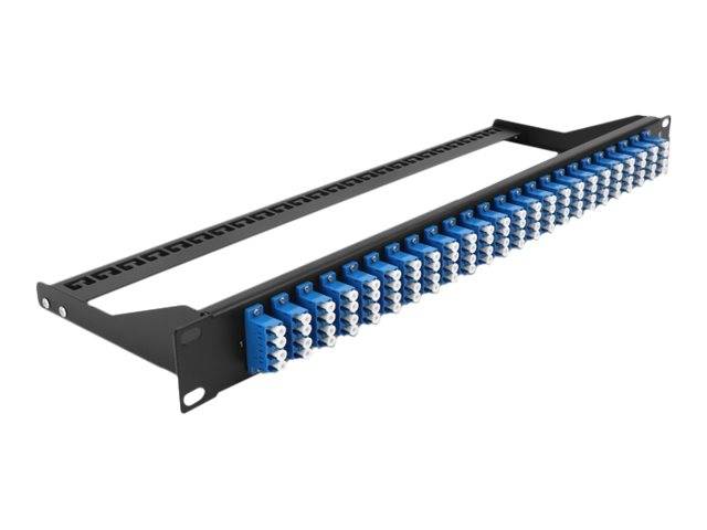Delock - Patch Panel - Rack montierbar - LC Quad SM x 24 - Schwarz, Blau - 1U - 48.3 cm (19")