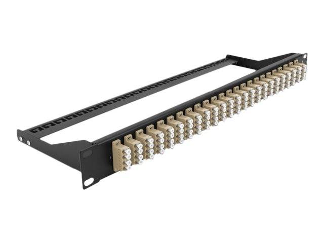 Delock - Patch Panel - Rack montierbar - LC Quad MM x 24 - Schwarz, beige - 1U - 48.3 cm (19")