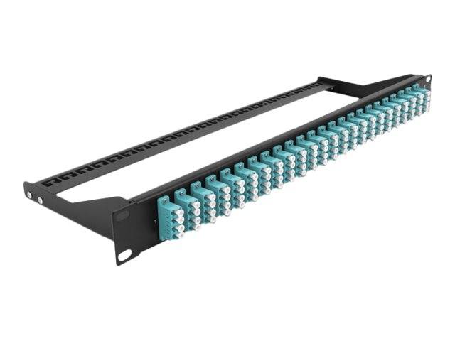 Delock - Patch Panel - Rack montierbar - LC Quad MM x 24 - Schwarz, Aquamarin - 1U - 48.3 cm (19")