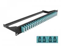 Delock - Patch Panel - Rack montierbar - LC Quad MM x 24 - Schwarz, Aquamarin - 1U - 48.3 cm (19")