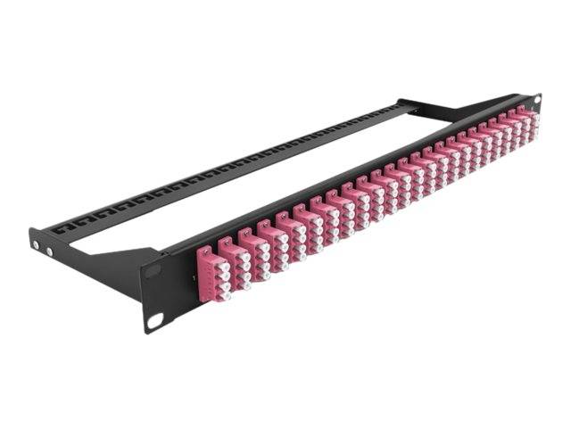 Delock - Patch Panel - Rack montierbar - LC Quad MM x 24 - Schwarz, violett - 1U - 48.3 cm (19")