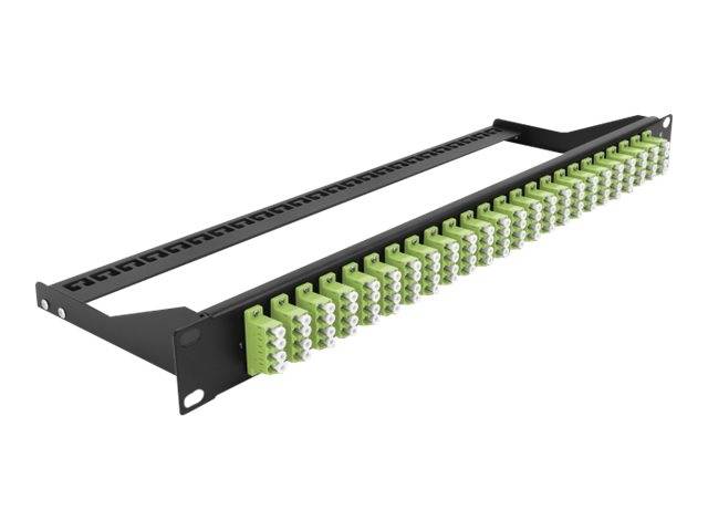 Delock - Patch Panel - Rack montierbar - LC Quad MM x 24 - Schwarz, hellgrün - 1U - 48.3 cm (19")