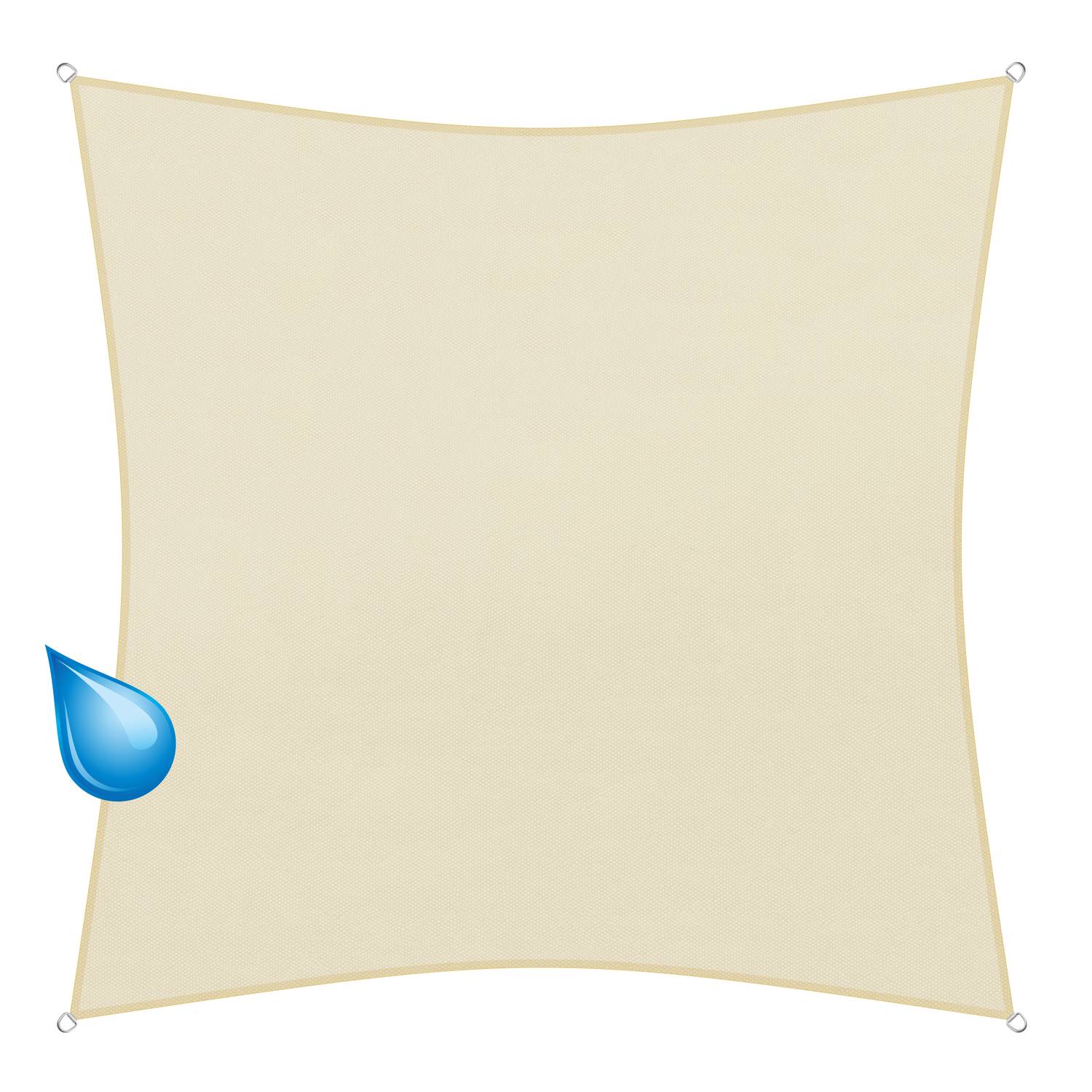 sunprotect 83269 wasserabweisend Sonnensegel Hydro, 3 x 3 m, Quadrat, wasserabweisend, creme