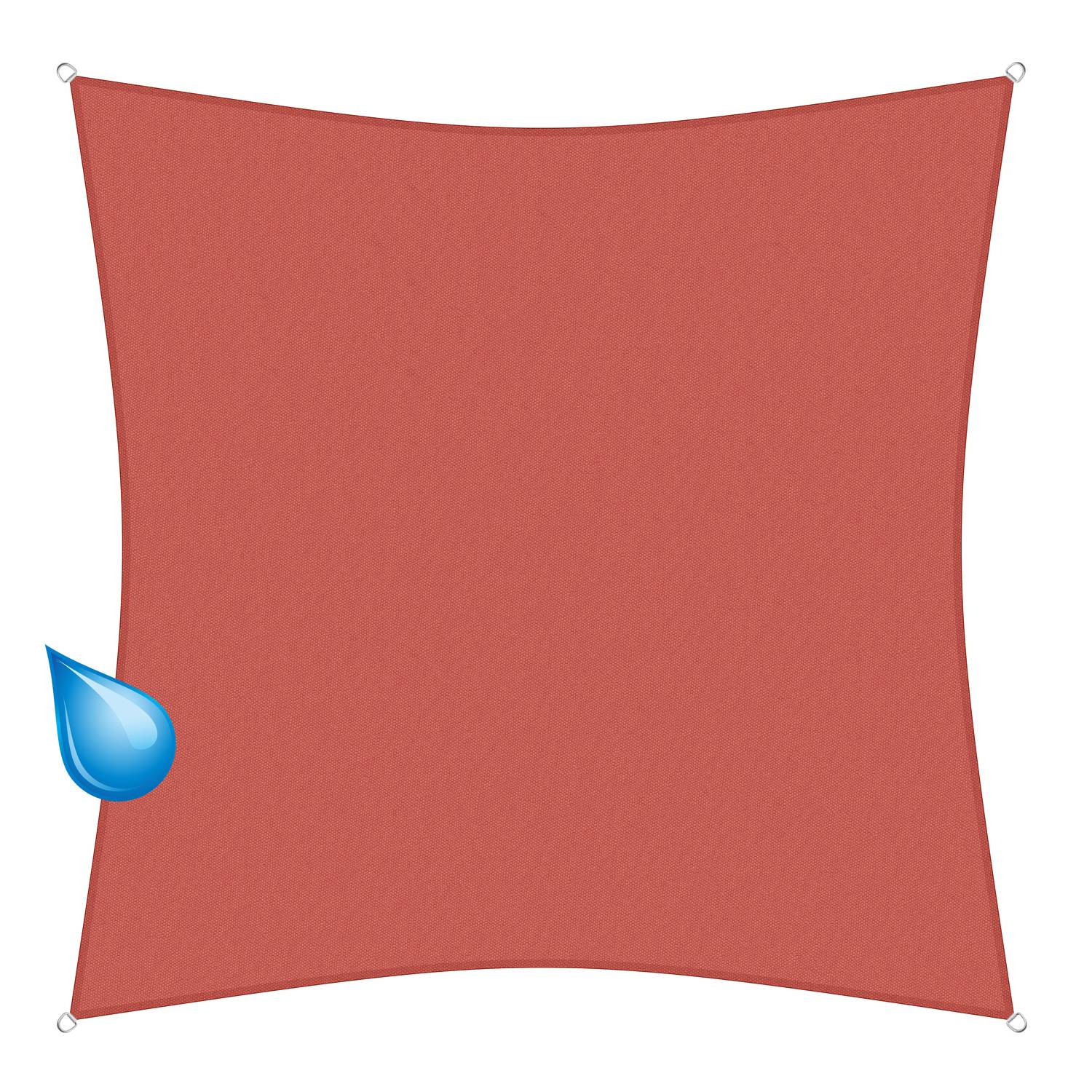 sunprotect 83257 wasserabweisend Sonnensegel Hydro, 3,6 x 3,6 m, Quadrat, wasserabweisend, rost-rot
