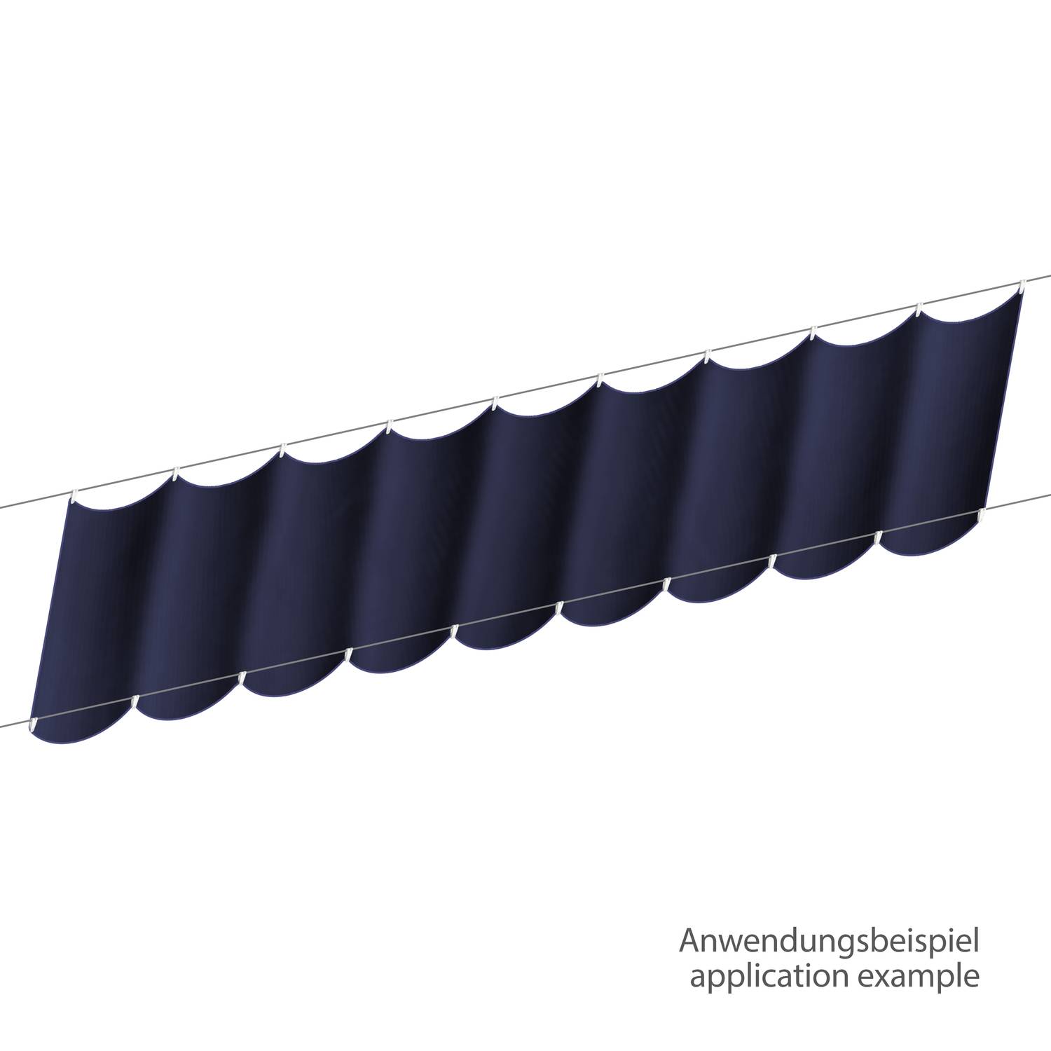 sunprotect 12524 Sonnensegel für Seilspann-Markise, 3,3 x 1,4 m, Sonnenschutz für Pergola Wintergarten Terrasse, dunkelblau