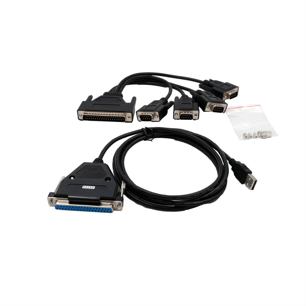 EXSYS EX-1324-37P USB 2.0 zu 4x Seriell, RS-232 Ports mit 37 Pin Buchse, Konverter, FTDI, schwarz, 1,8 m