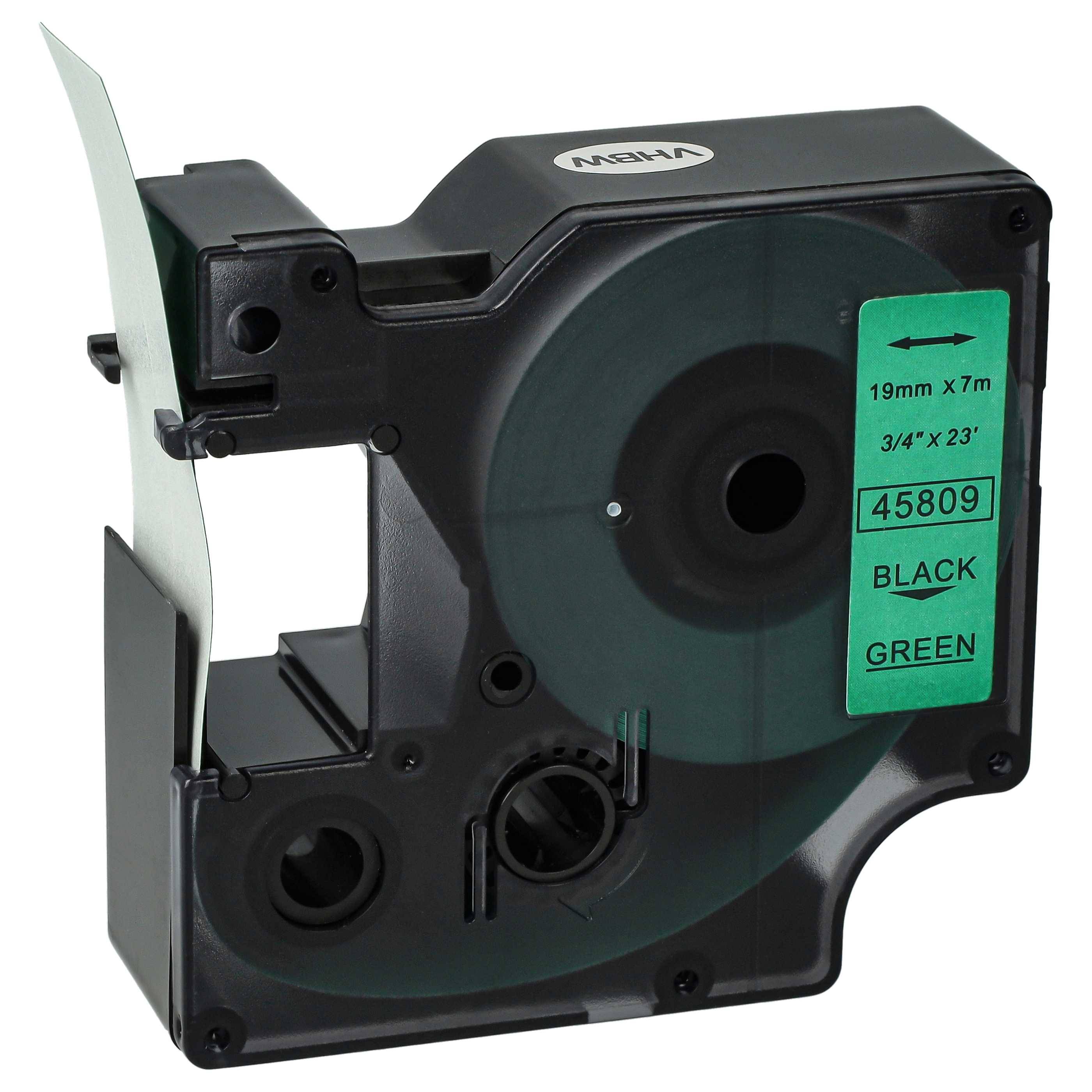 vhbw Schriftband-Kassette kompatibel mit Dymo LabelPoint 300, 350 Etiketten-Drucker 7m x 19mm Schwarz auf Grün