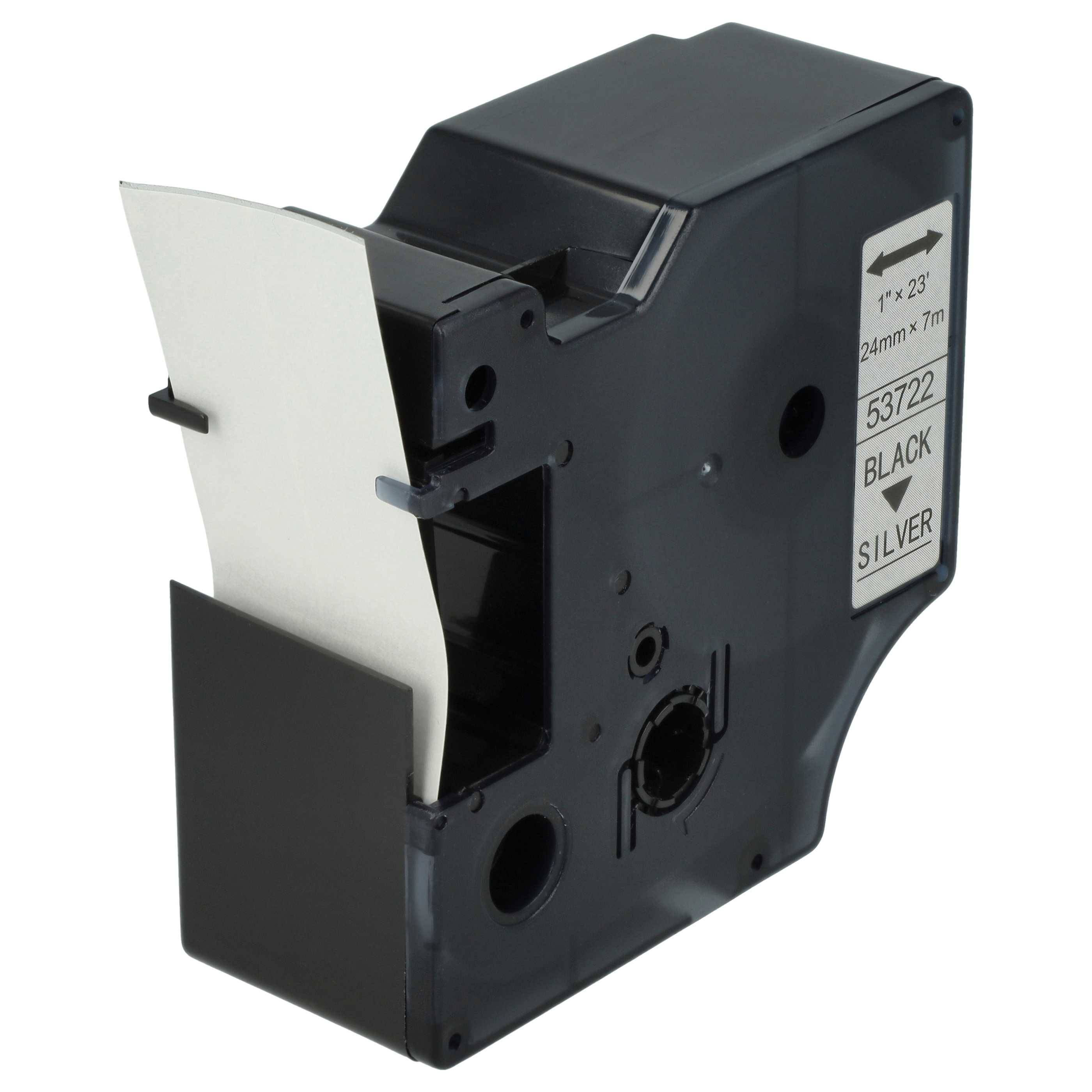 vhbw Schriftband-Kassette kompatibel mit Dymo LabelWriter Duo 400, Duo, Duo 450 Etiketten-Drucker 7m x 24mm Schwarz auf Silber