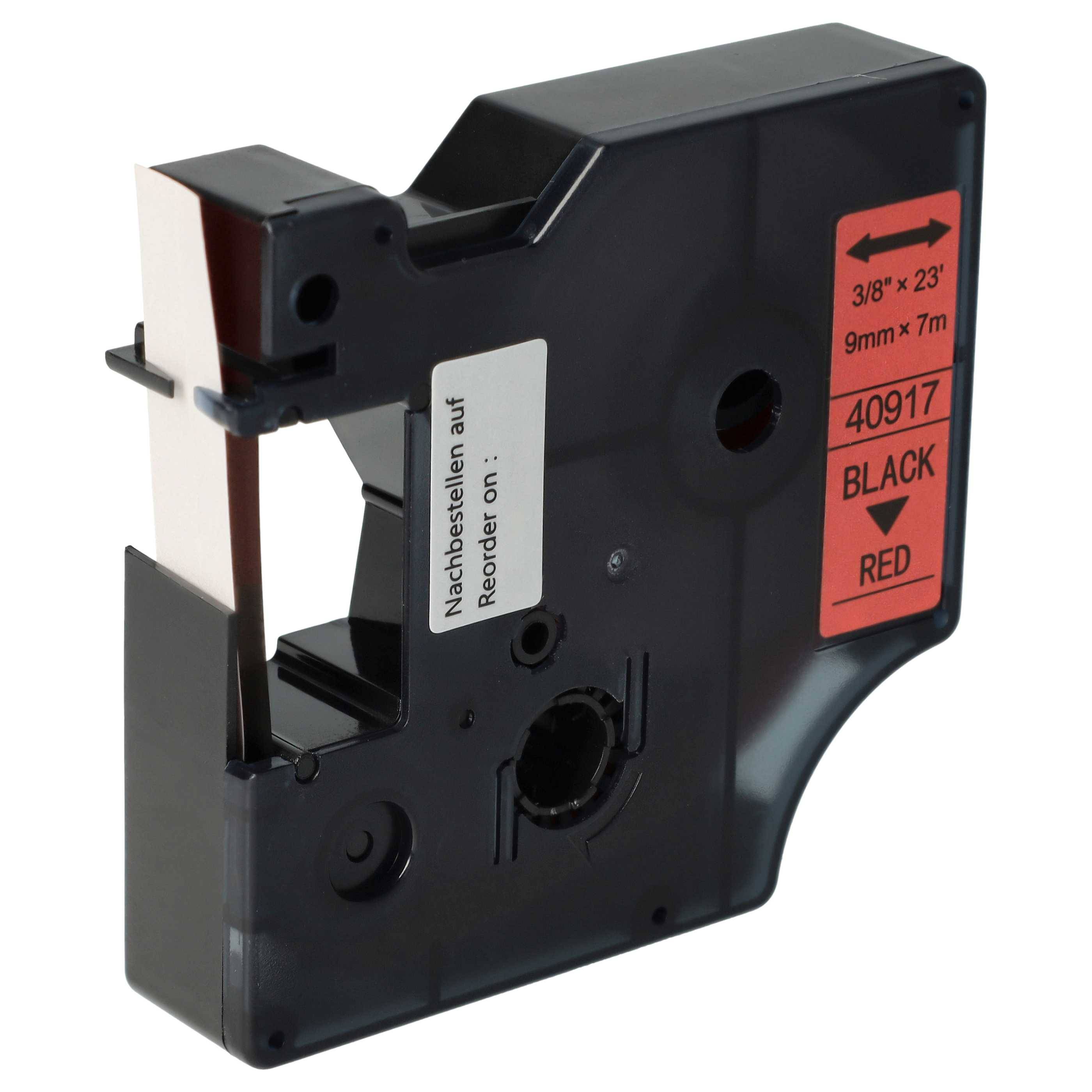 vhbw Schriftband-Kassette kompatibel mit Dymo LabelManager 100, 210D, 120P, 300, 200, 350, 100 Plus, 160 Etiketten-Drucker 7m x 9mm Schwarz auf Rot