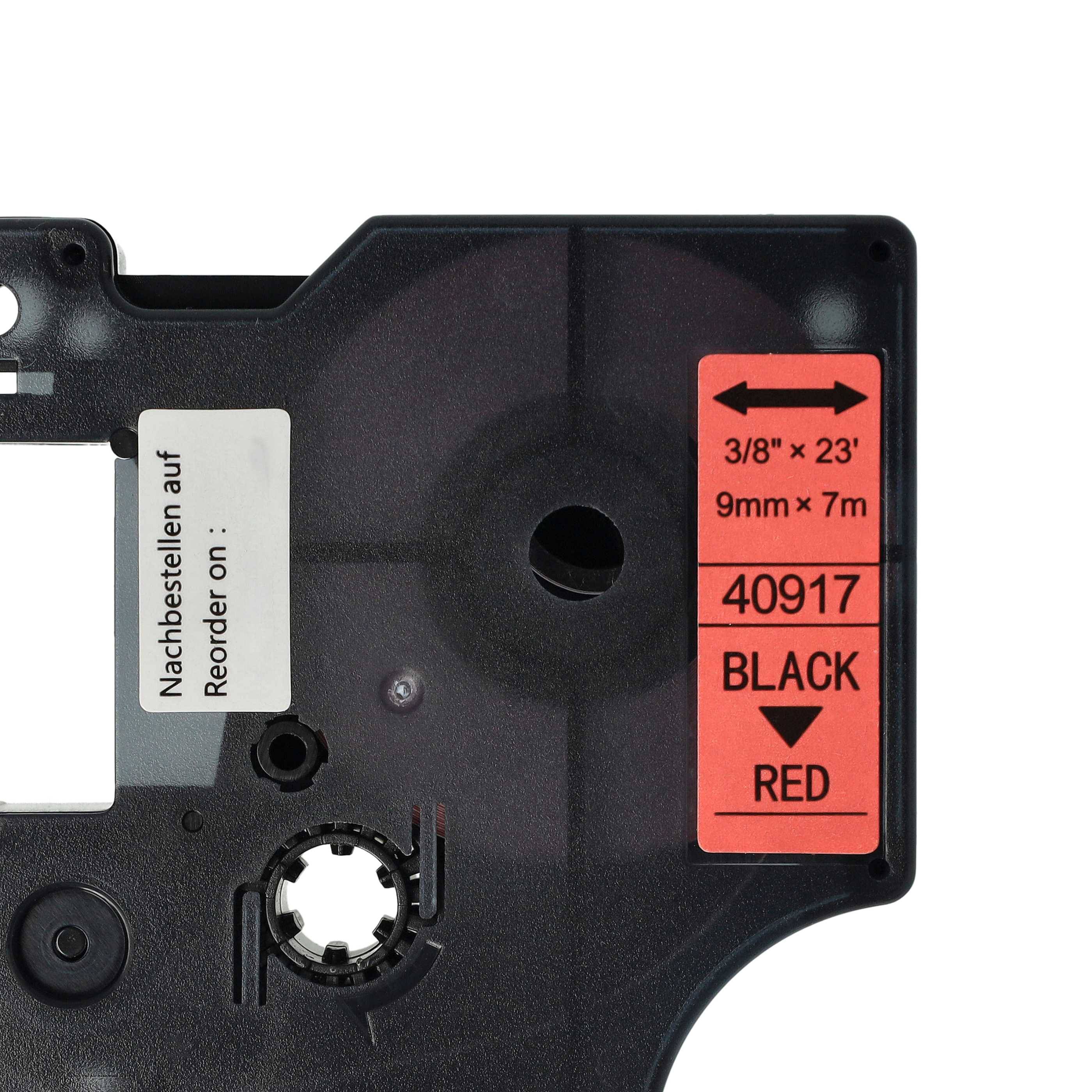 vhbw Schriftband kompatibel mit Dymo LabelManager PC II Schwarz auf Rot | Etiketten-Drucker 7m x 9mm