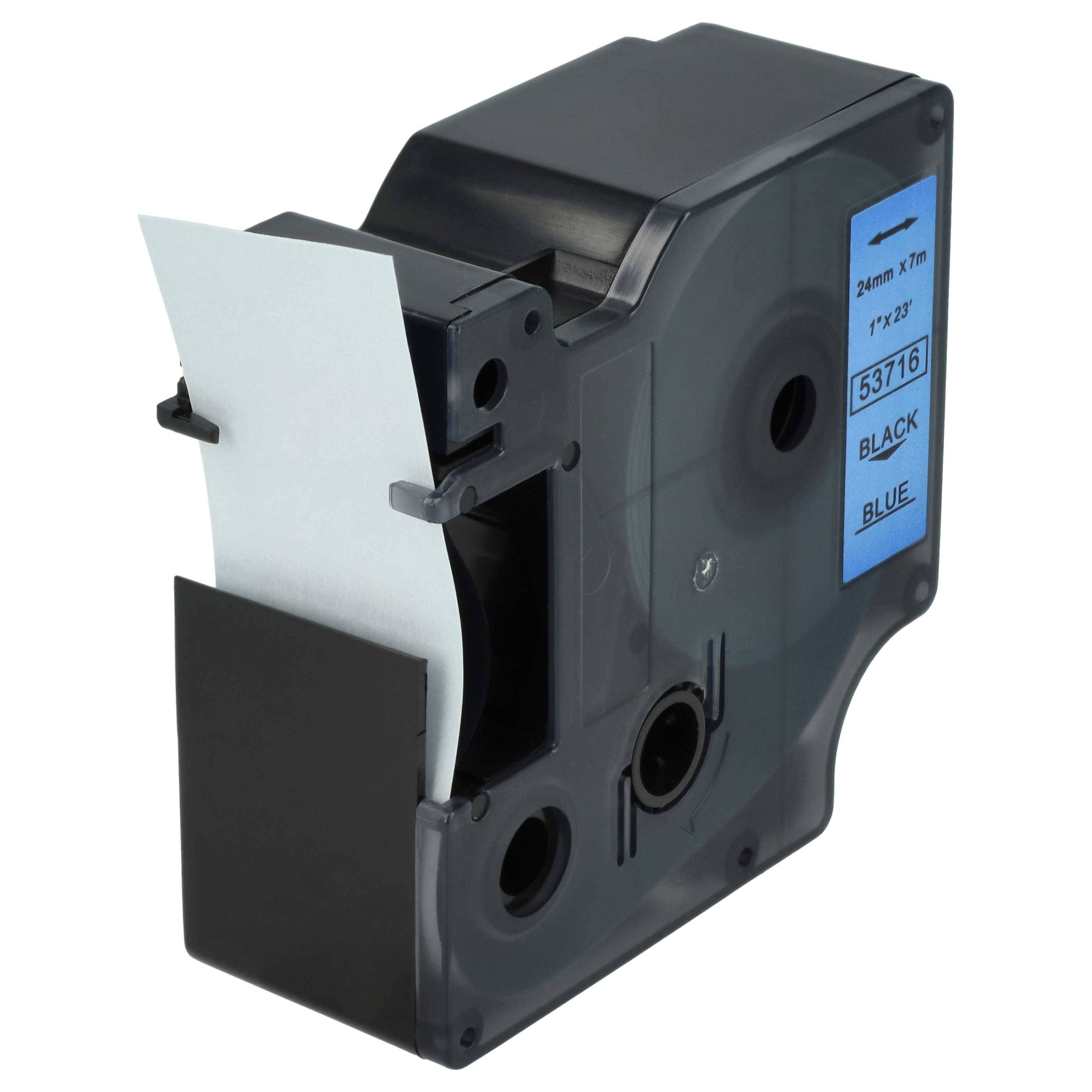 vhbw Schriftband-Kassette kompatibel mit Dymo LabelMaker PC2 | PC Etiketten-Drucker 7m x 24mm Schwarz auf Blau