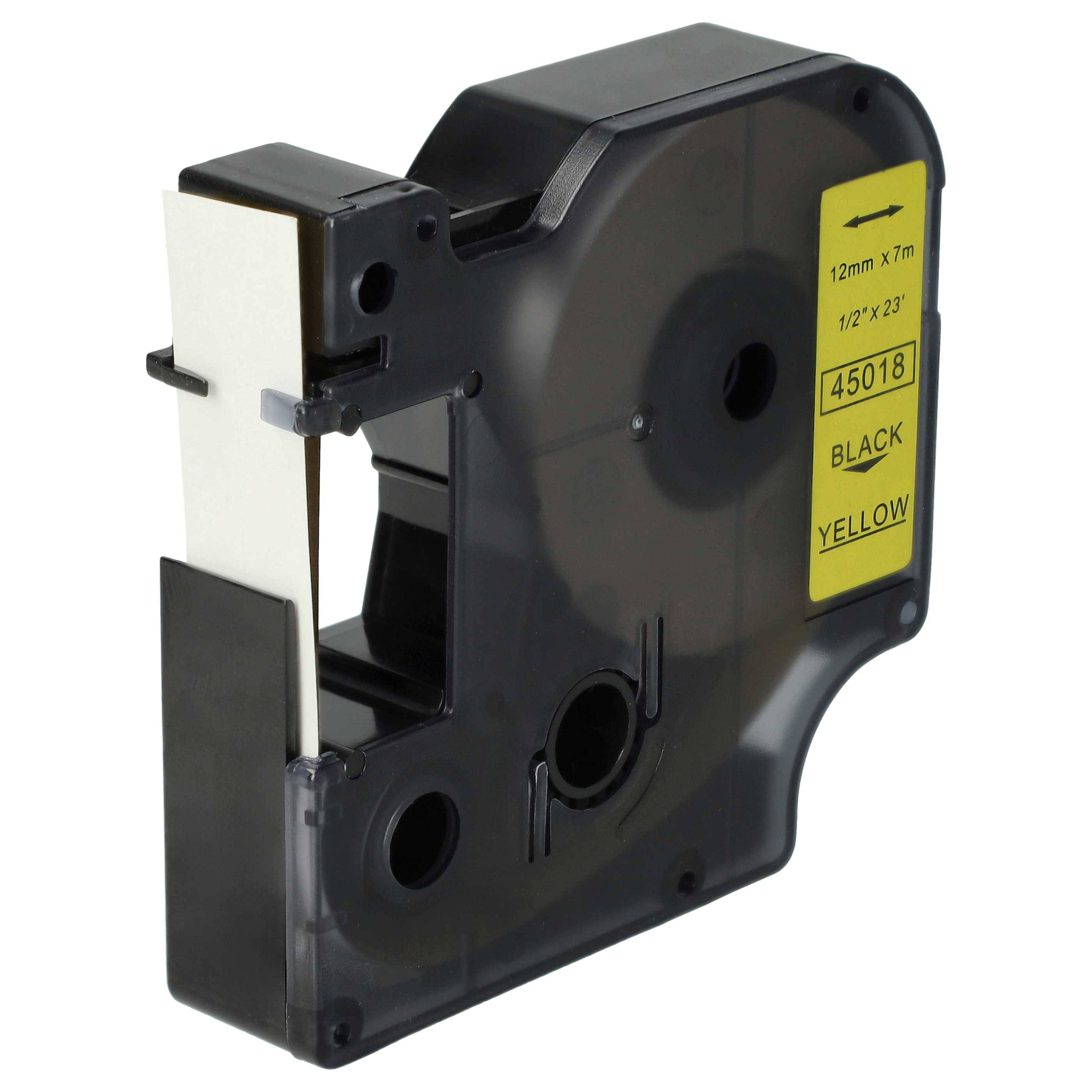vhbw Schriftband-Kassette kompatibel mit Dymo LabelWriter Duo 400, Duo, Duo 450 Etiketten-Drucker 7m x 12mm Schwarz auf Gelb