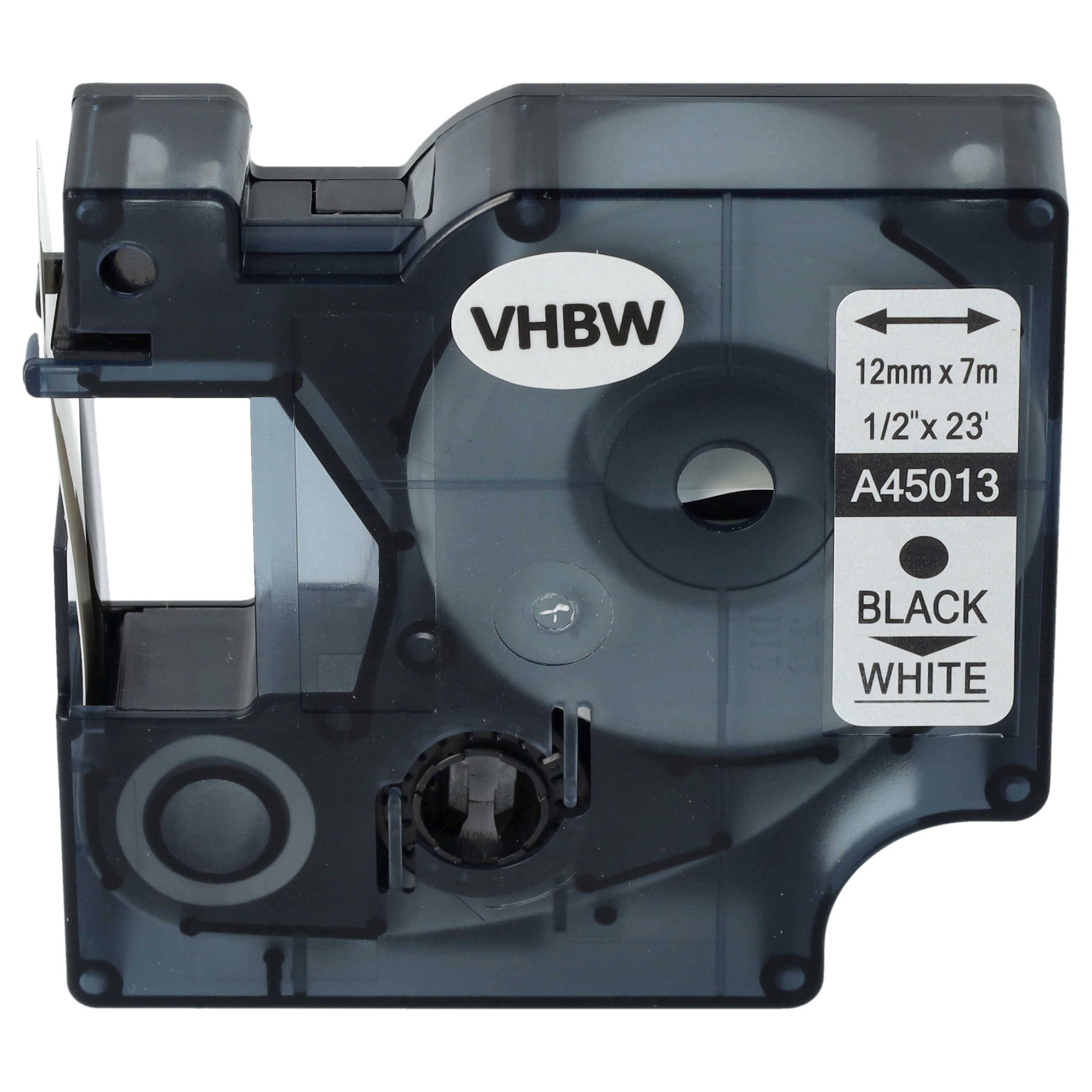 vhbw Schriftband-Kassette kompatibel mit Dymo LabelMaker PC | PC2 Etiketten-Drucker 12mm Schwarz auf Weiß