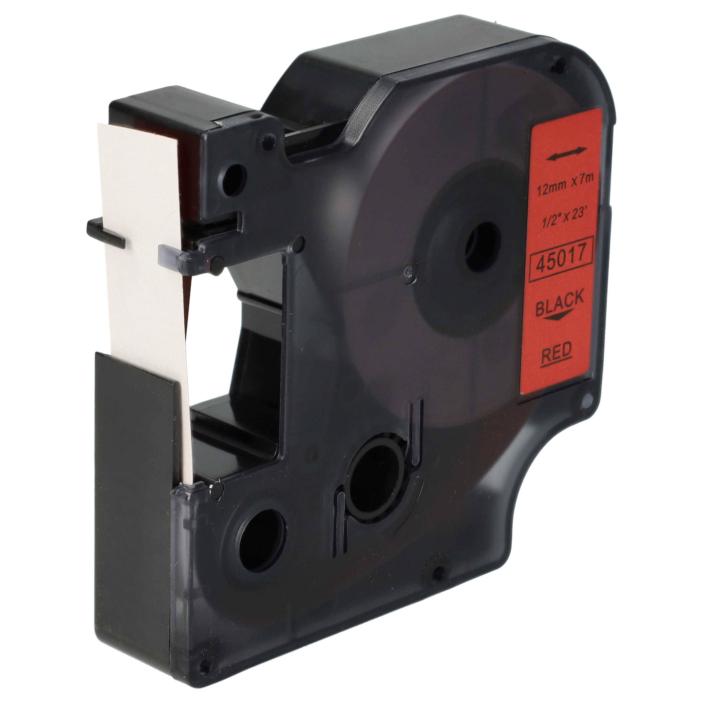 vhbw Schriftband-Kassette kompatibel mit Dymo Rhino 6000, 5000, 5200, 4200 Etiketten-Drucker 7m x 12mm Schwarz auf Rot
