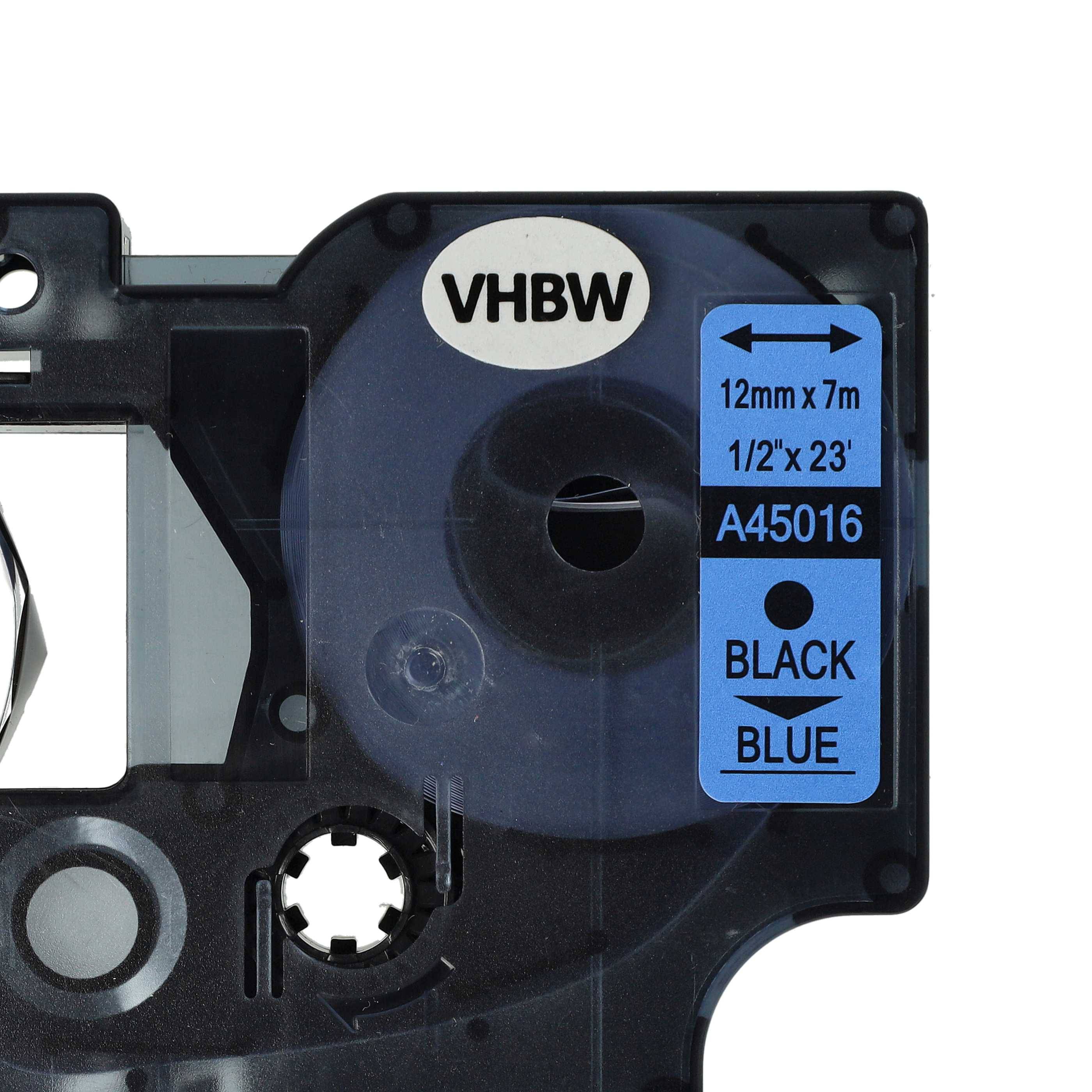 vhbw Schriftband-Kassette kompatibel mit Dymo 5000, 2000, 5500, 1000+, 1000, 4500, 3500 Etiketten-Drucker 7m x 12mm Schwarz auf Blau