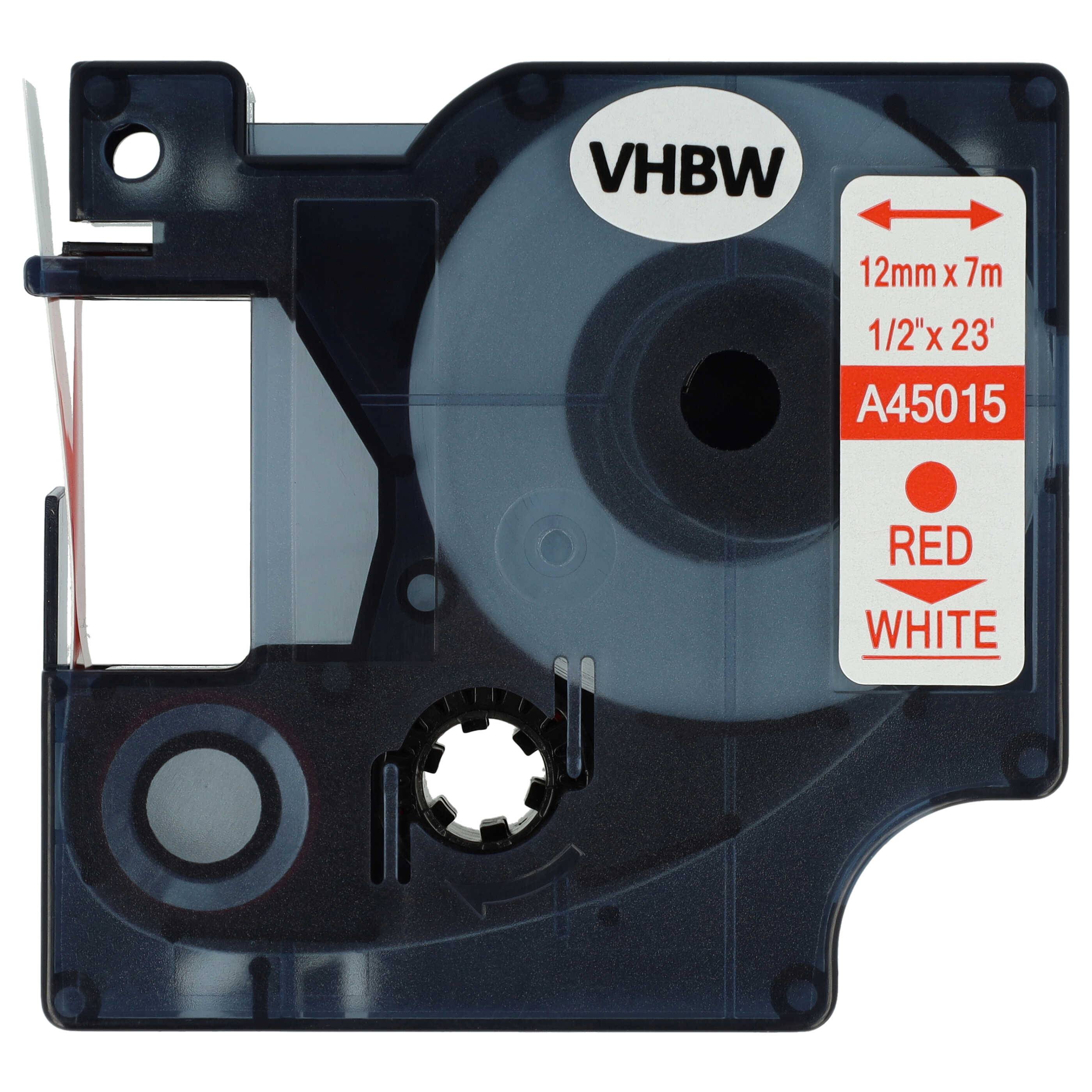 vhbw Schriftband-Kassette kompatibel mit Dymo 5000, 2000, 5500, 1000+, 1000, 4500, 3500 Etiketten-Drucker 7m x 12mm Rot auf Weiß