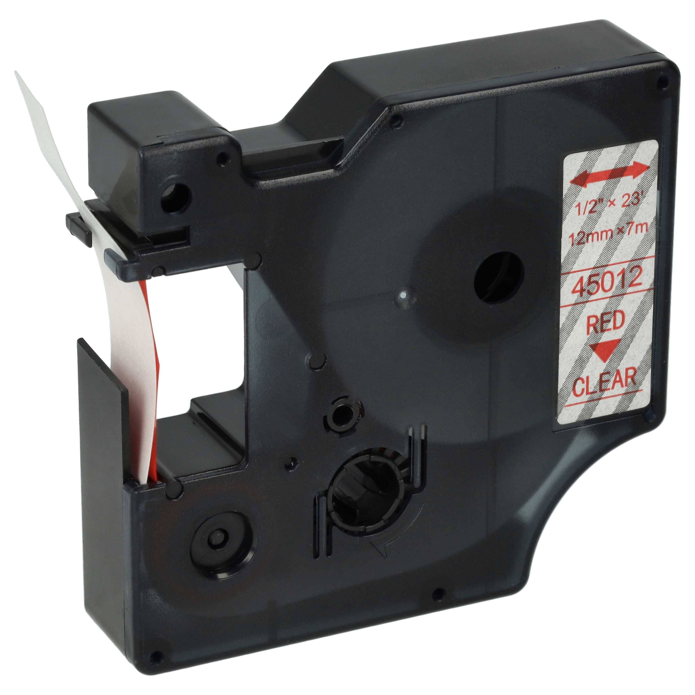 vhbw Schriftband-Kassette kompatibel mit Dymo LabelManager 100 | 210D, 120P, 200, 260P, 100 Plus, 160 Etiketten-Drucker 7m x 12mm Rot auf