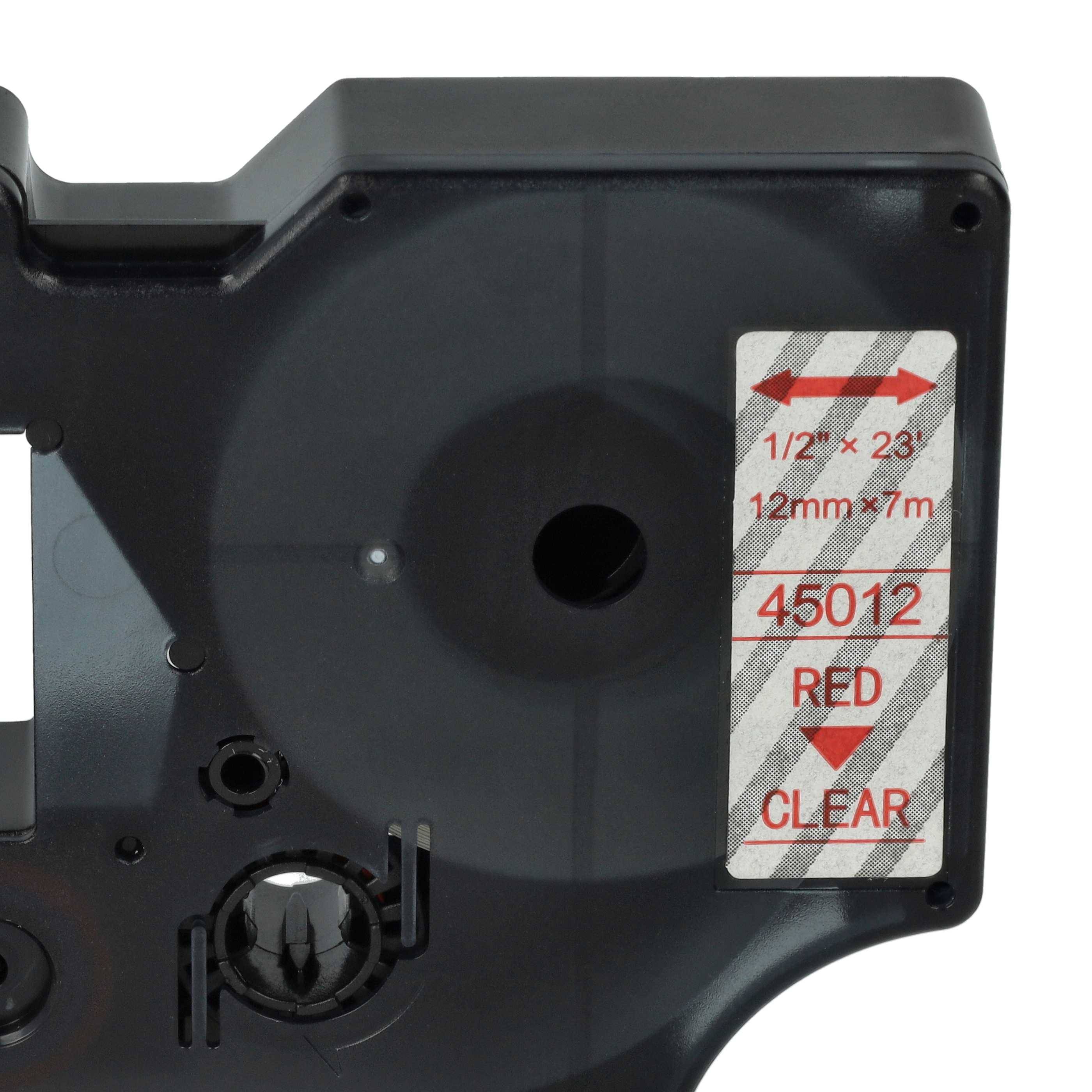 vhbw Schriftband-Kassette kompatibel mit Dymo LabelManager 100 | 210D, 120P, 200, 260P, 100 Plus, 160 Etiketten-Drucker 7m x 12mm Rot auf