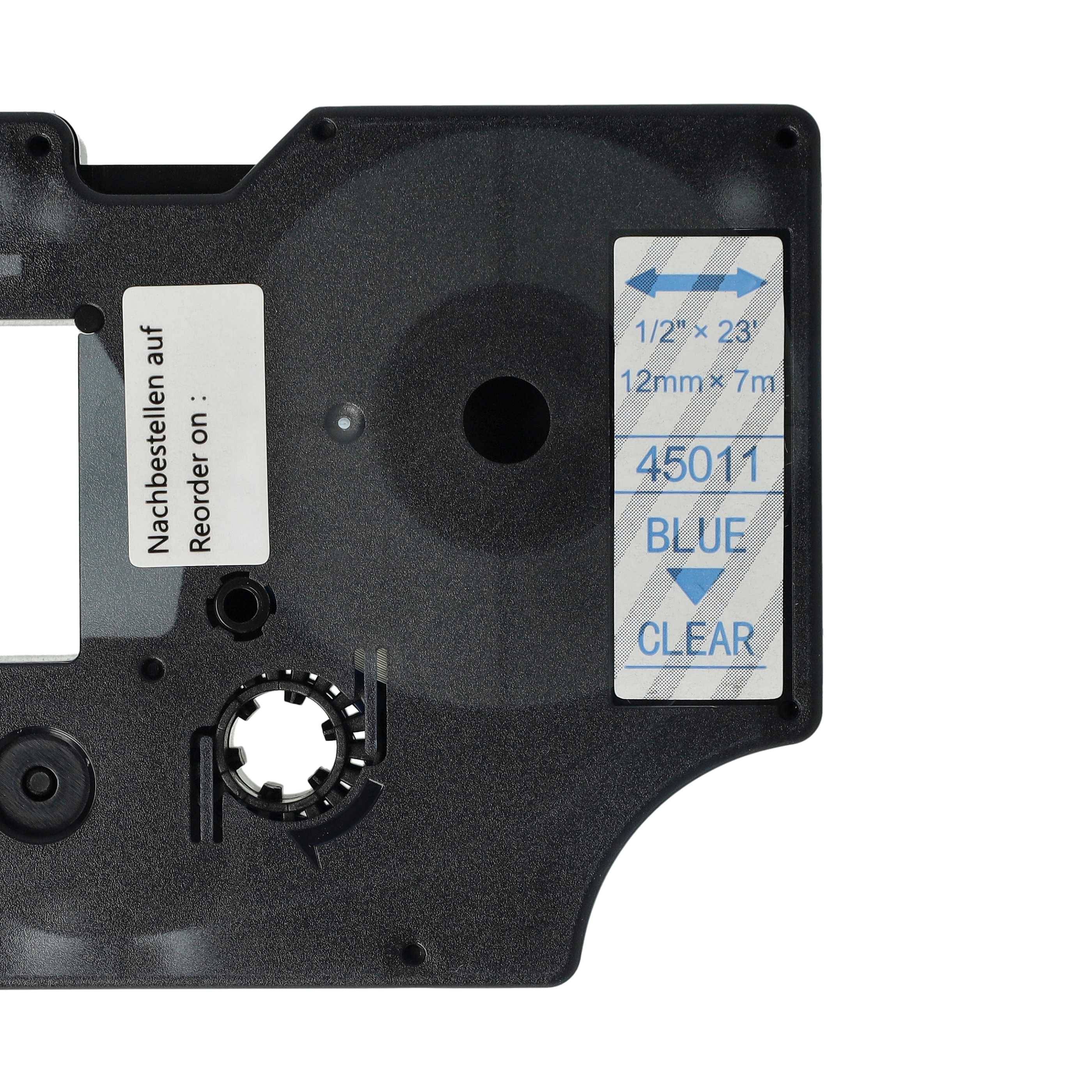 vhbw Schriftband-Kassette kompatibel mit Dymo LabelManager 420P, 400, 450, 300, 350, 280, 360D, 350D Etiketten-Drucker 7m x 12mm Blau auf