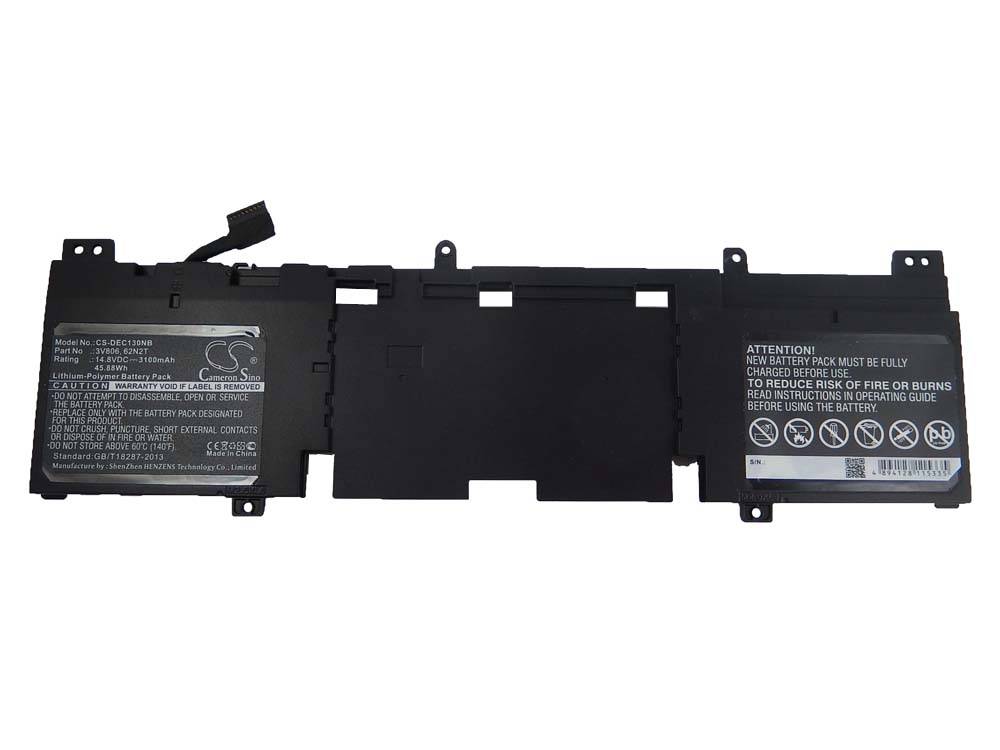 vhbw Akku Ersatz für Dell 02P9KD, 257V0, 2P9KD, 2VMGK, 3V806, 62N2T, N1WM4, P56G für Notebook (3100mAh, 14,8V, Li-Polymer)