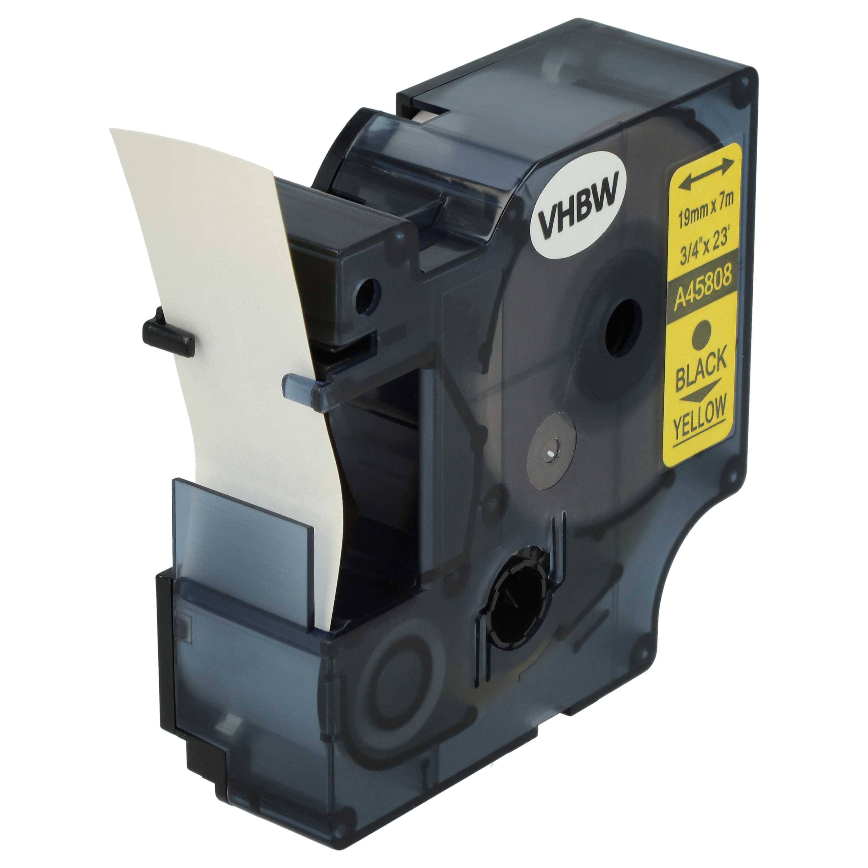 vhbw Schriftband-Kassette kompatibel mit Dymo LM640, 5000, 2000, 5500 Etiketten-Drucker 7m x 19mm Schwarz auf Gelb, Kunststoff