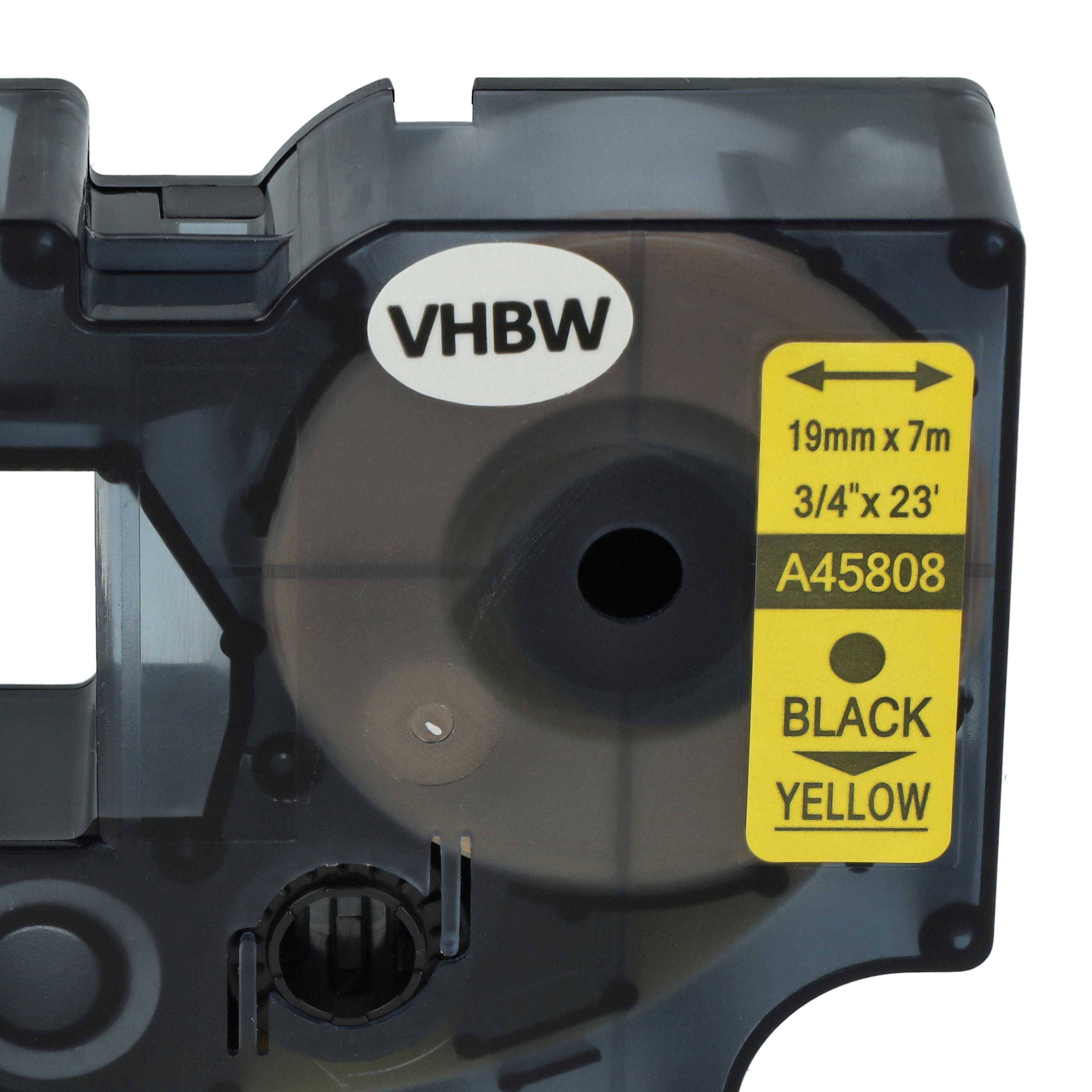 vhbw Schriftband-Kassette kompatibel mit Dymo LM640, 5000, 2000, 5500 Etiketten-Drucker 7m x 19mm Schwarz auf Gelb, Kunststoff