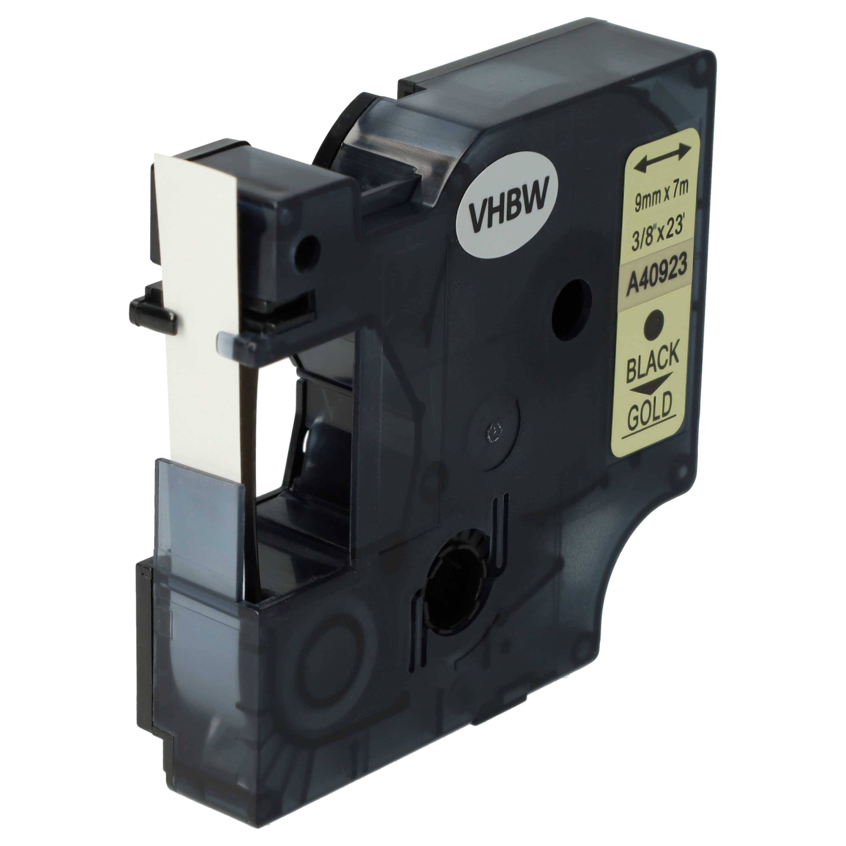 vhbw Schriftband-Kassette Ersatz für Dymo D1, 40923 für Etiketten-Drucker 7m x 9mm Schwarz auf Gold
