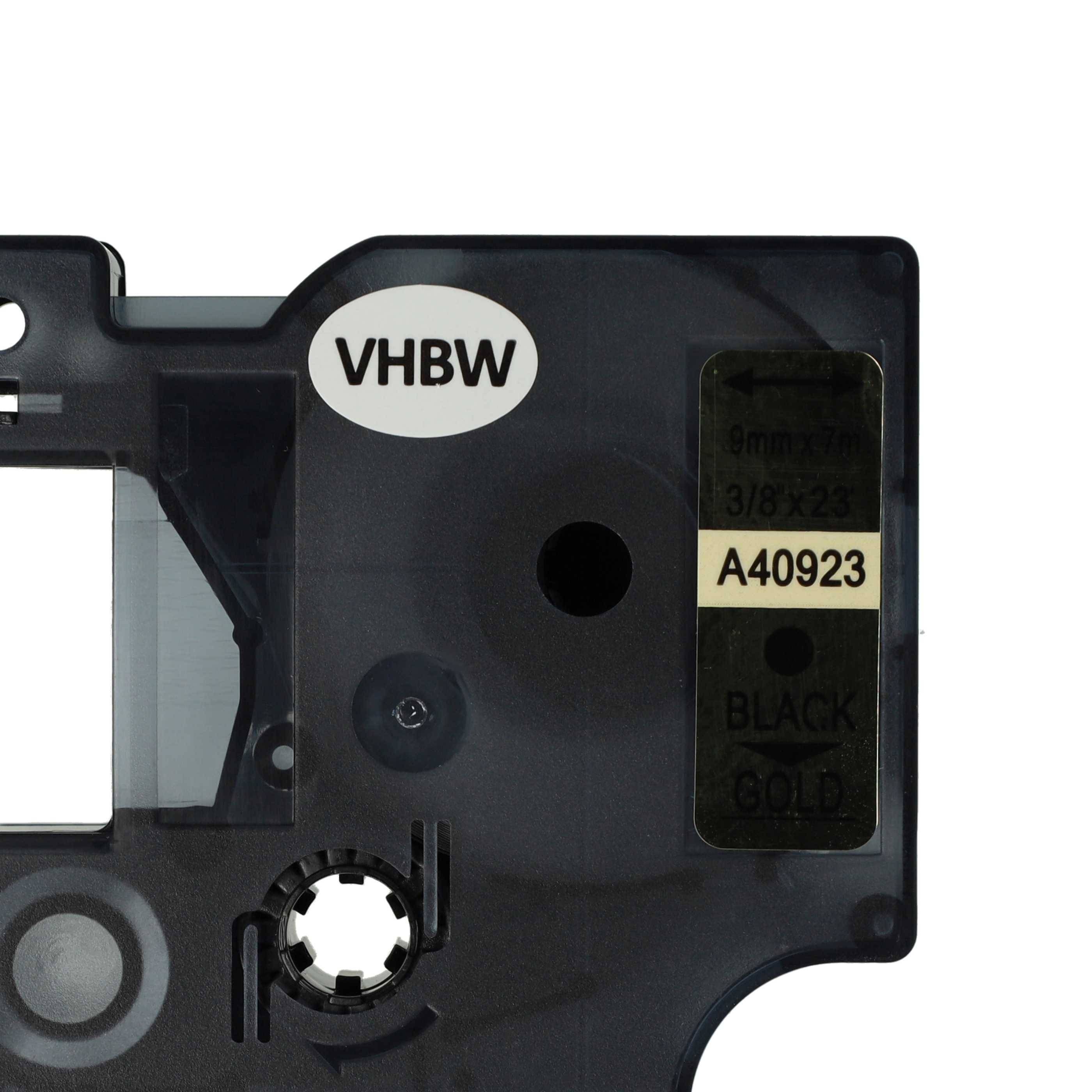 vhbw Schriftband-Kassette kompatibel mit Dymo LabelManager PC II Etiketten-Drucker 7m x 9mm Schwarz auf Gold