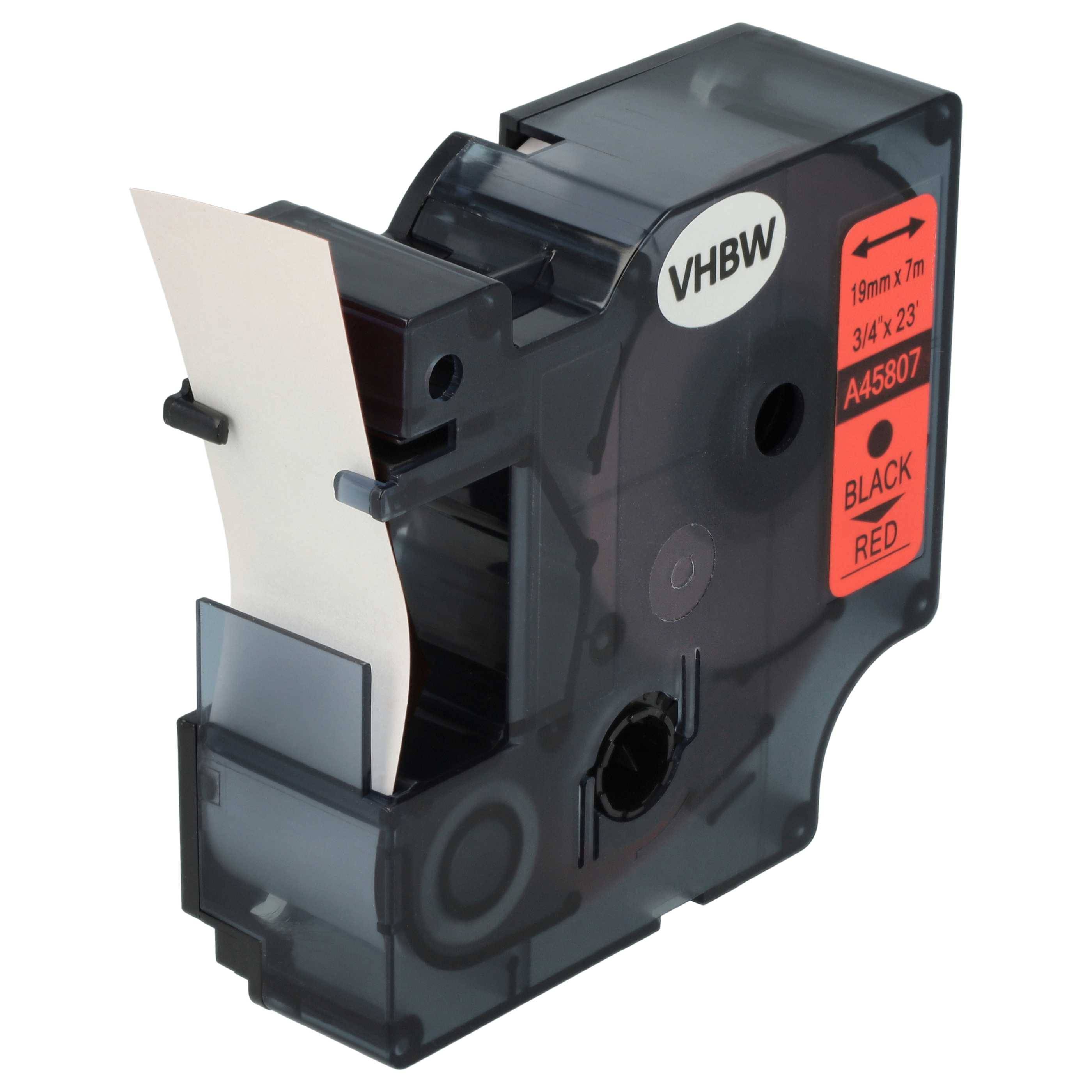 vhbw Schriftband-Kassette kompatibel mit Dymo LabelManager 420P | 450D, 450, 500TS, 500, PC II Etiketten-Drucker 7m x 19mm Schwarz auf Rot