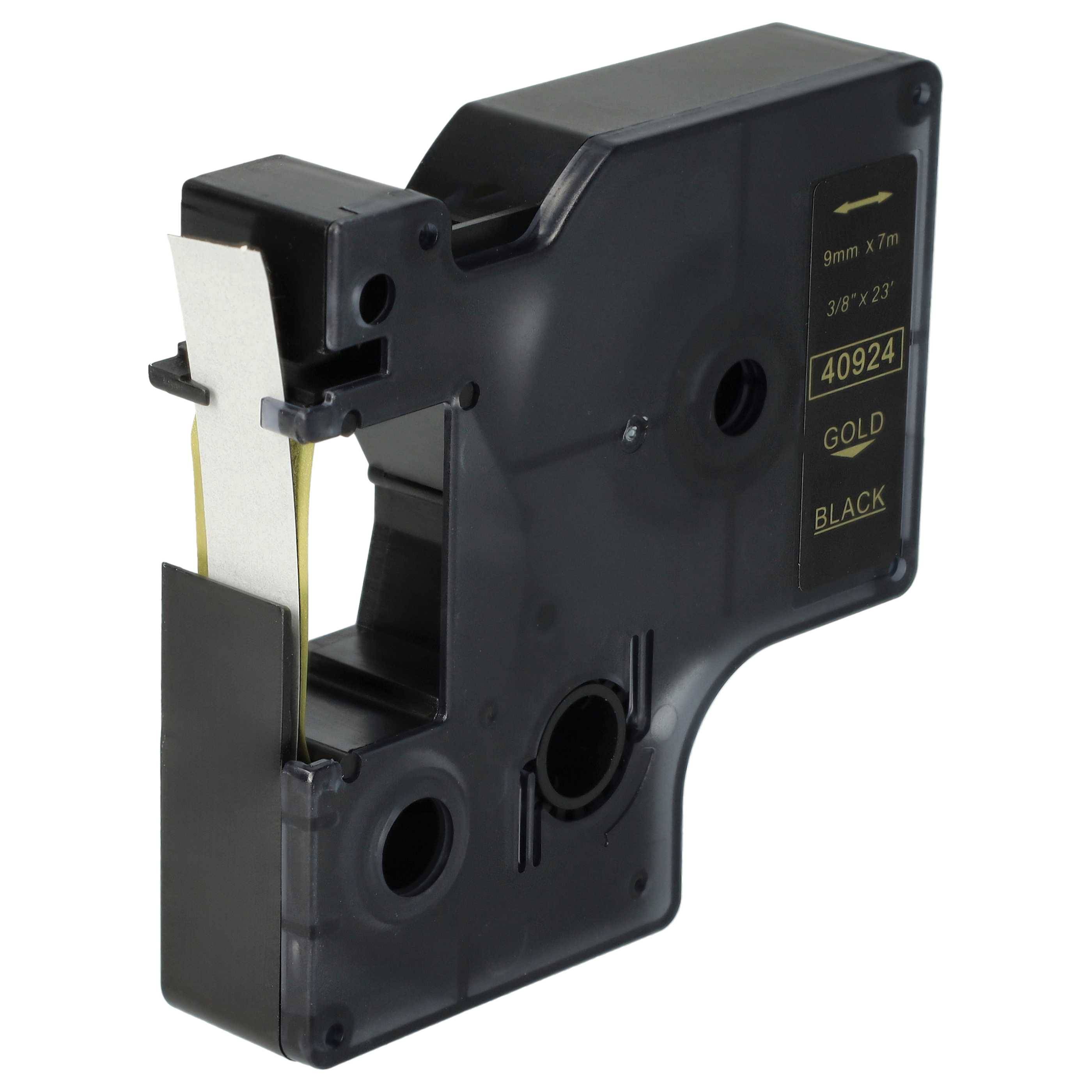 vhbw Schriftband-Kassette kompatibel mit Dymo LabelManager 100 | 210D, 120P, 300, 200, 350, 100 Plus, 160 Etiketten-Drucker 7m x 9mm Gold auf