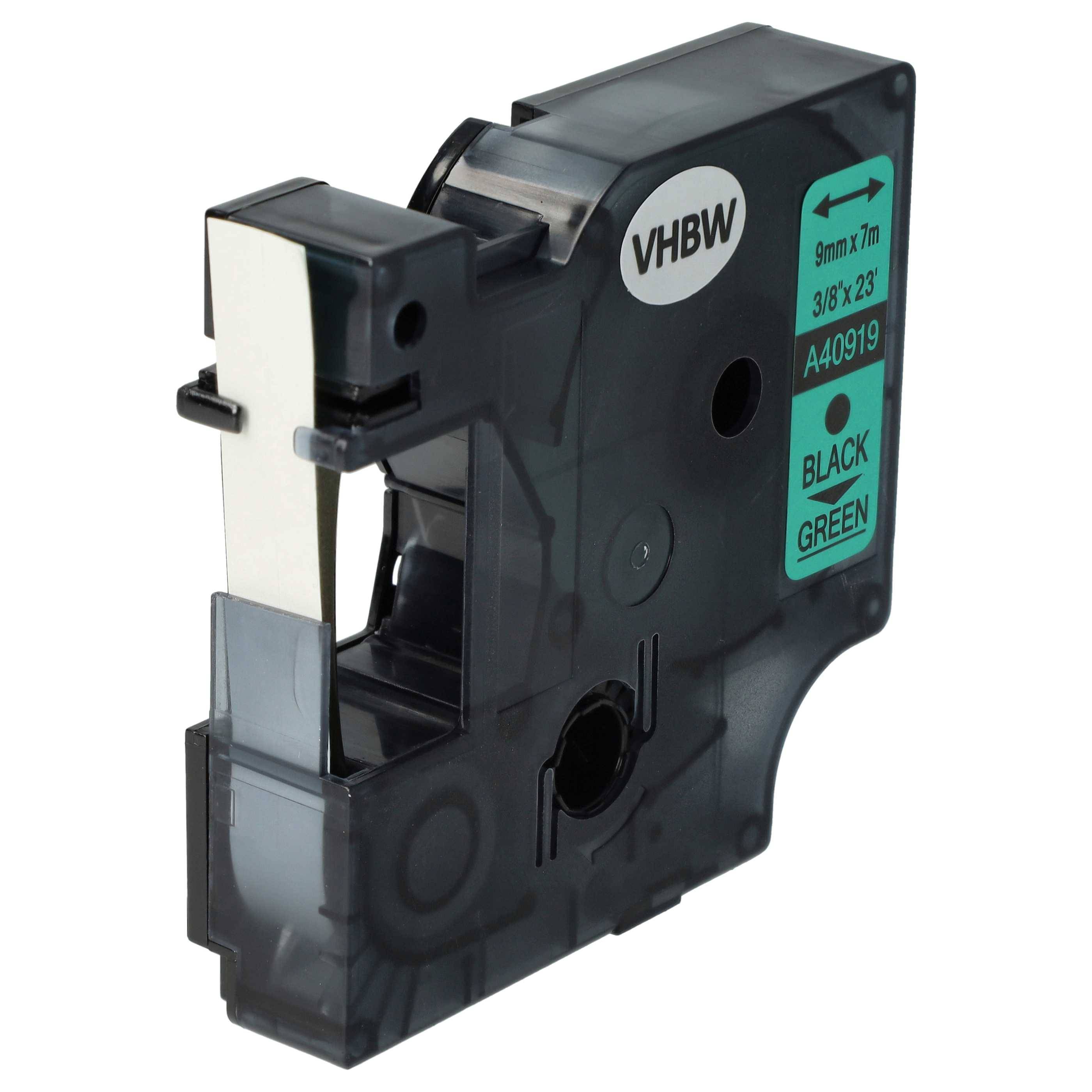 vhbw Schriftband-Kassette kompatibel mit Dymo LabelManager 100, 210D, 120P, 300, 200, 350, 100 Plus, 160 Etiketten-Drucker 7m x 9mm Schwarz auf Grün