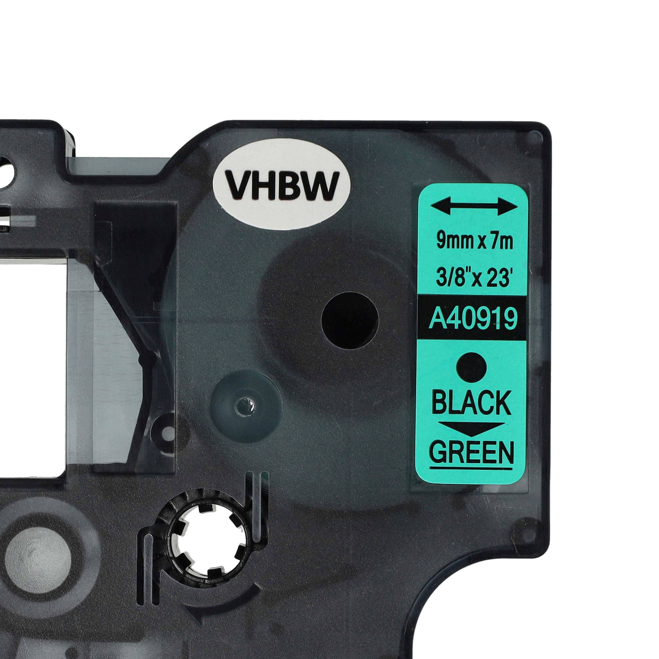 vhbw Schriftband-Kassette kompatibel mit Dymo LabelManager PC II Etiketten-Drucker 7m x 9mm Schwarz auf Grün