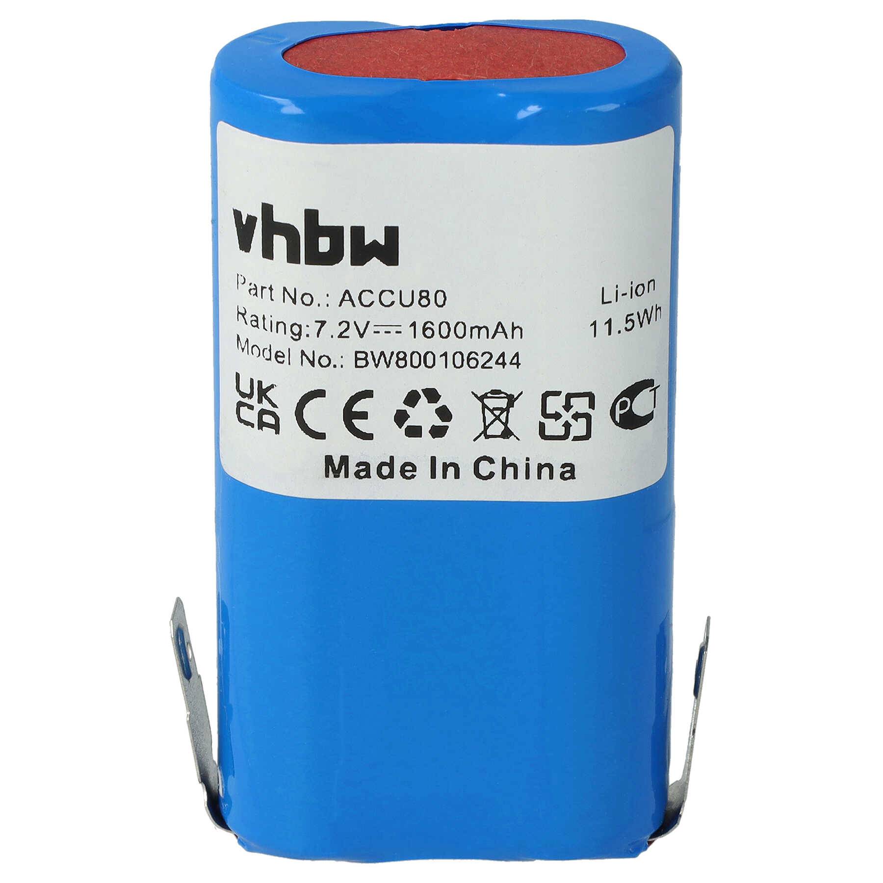 vhbw Akku kompatibel mit Wolf Garten 8824, 8803, BS80 Plus Grasschere, Strauchschere (1600mAh 7,2V Li-Ion)