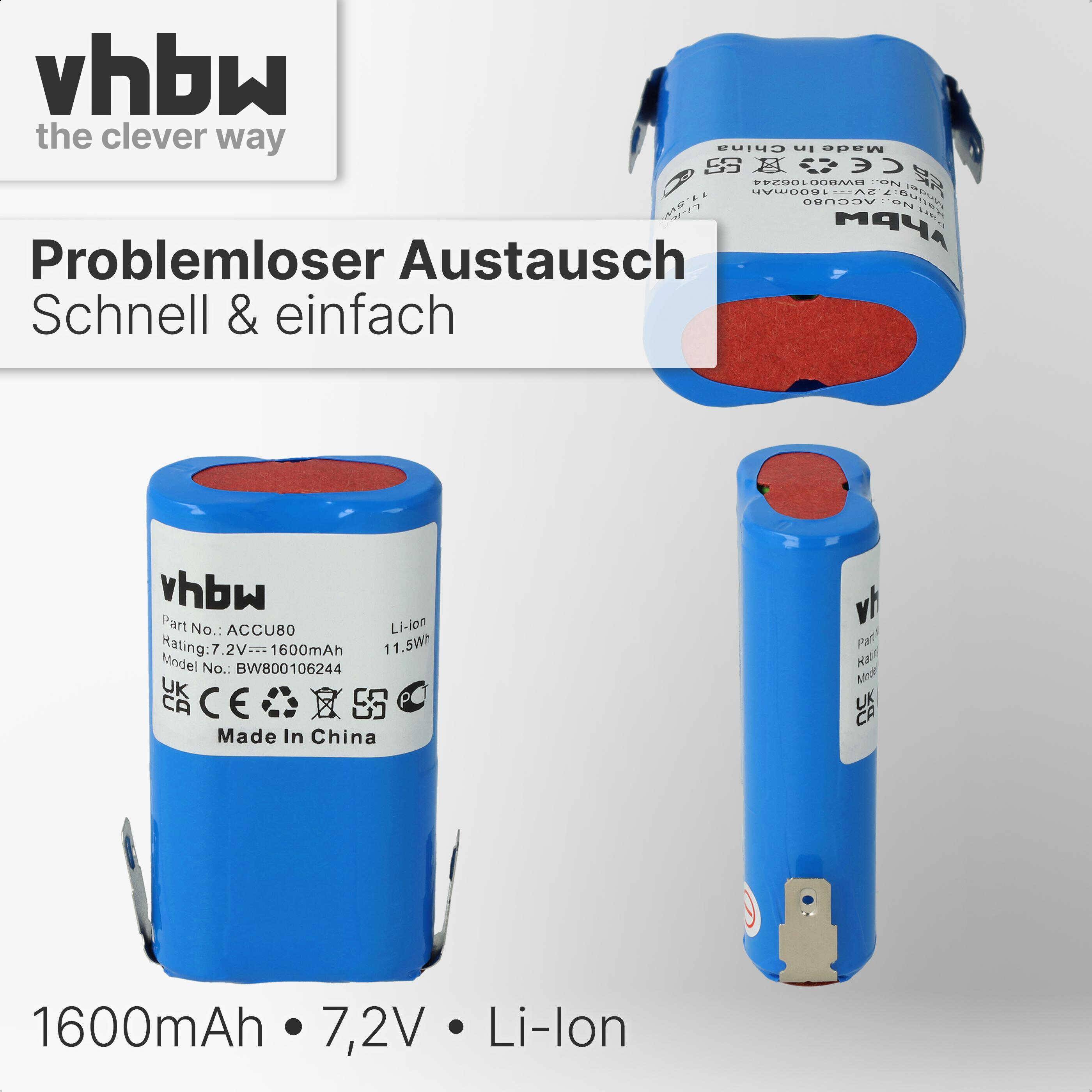 vhbw Akku Ersatz für 171062117682, 8802-00.640.00, Accu80 für Grasschere, Strauchschere (1600mAh 7,2V Li-Ion)