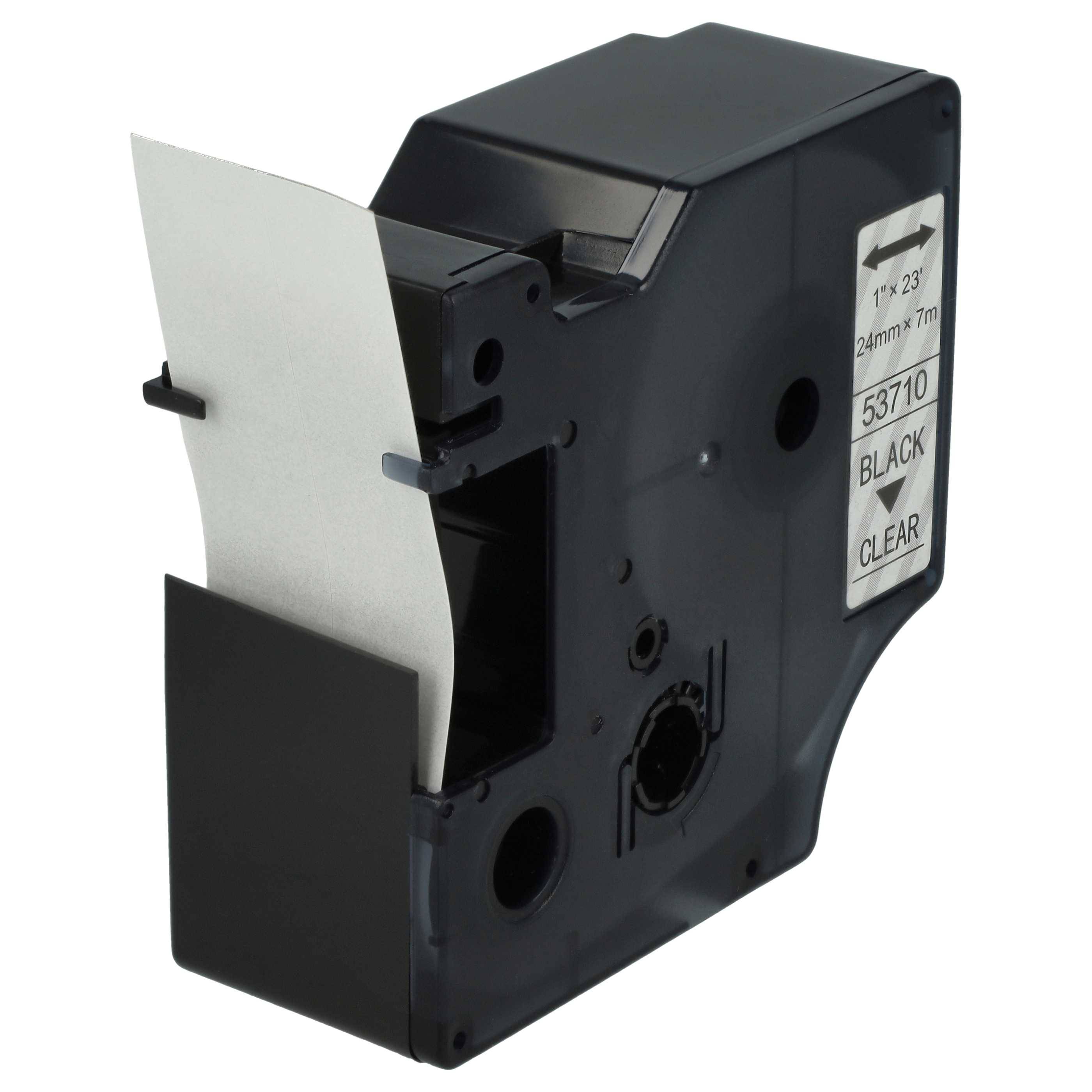 vhbw Schriftband-Kassette kompatibel mit Dymo LabelMaker PC2 | PC Etiketten-Drucker 7m x 24mm Schwarz auf Transparent