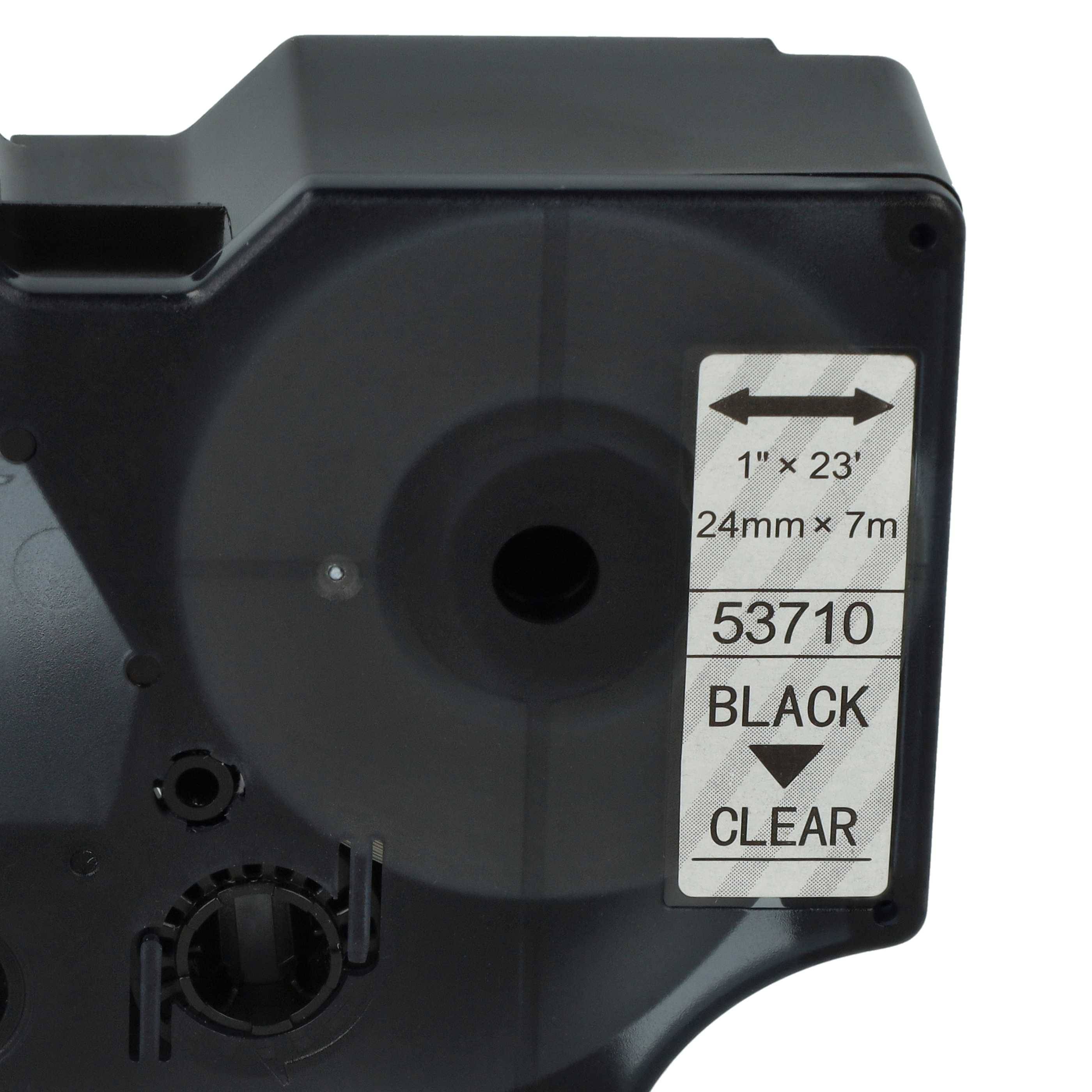 vhbw Schriftband-Kassette kompatibel mit Dymo LabelMaker PC2 | PC Etiketten-Drucker 7m x 24mm Schwarz auf Transparent