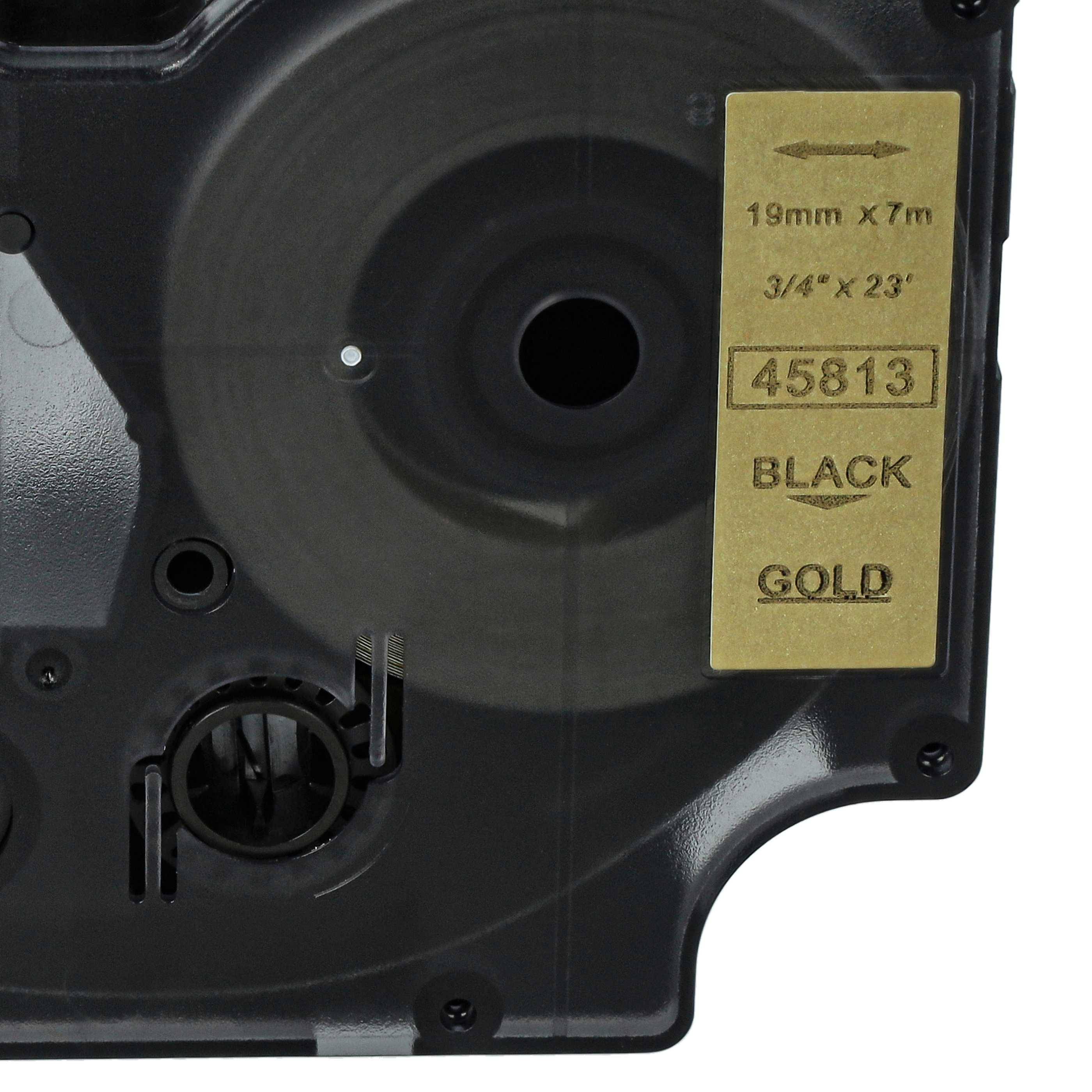 vhbw Schriftband-Kassette kompatibel mit Dymo LM640, 5000, 2000, 5500 Etiketten-Drucker 7m x 19mm Schwarz auf Gold, Kunststoff