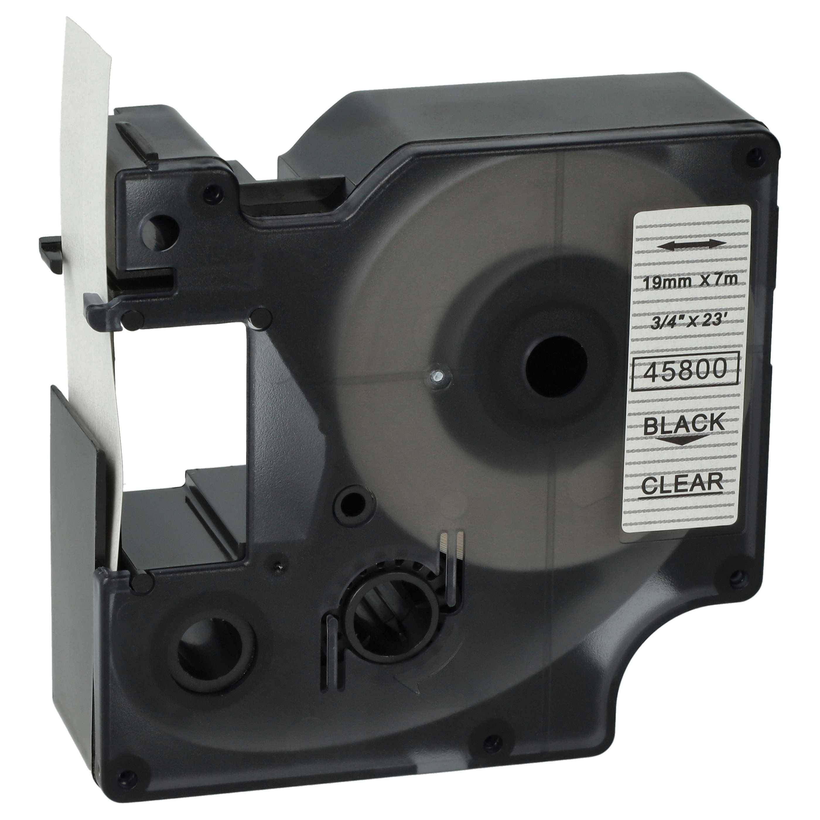vhbw Schriftband-Kassette kompatibel mit Dymo LabelMaker PC2 | PC Etiketten-Drucker 7m x 19mm Schwarz auf Transparent, Kunststoff